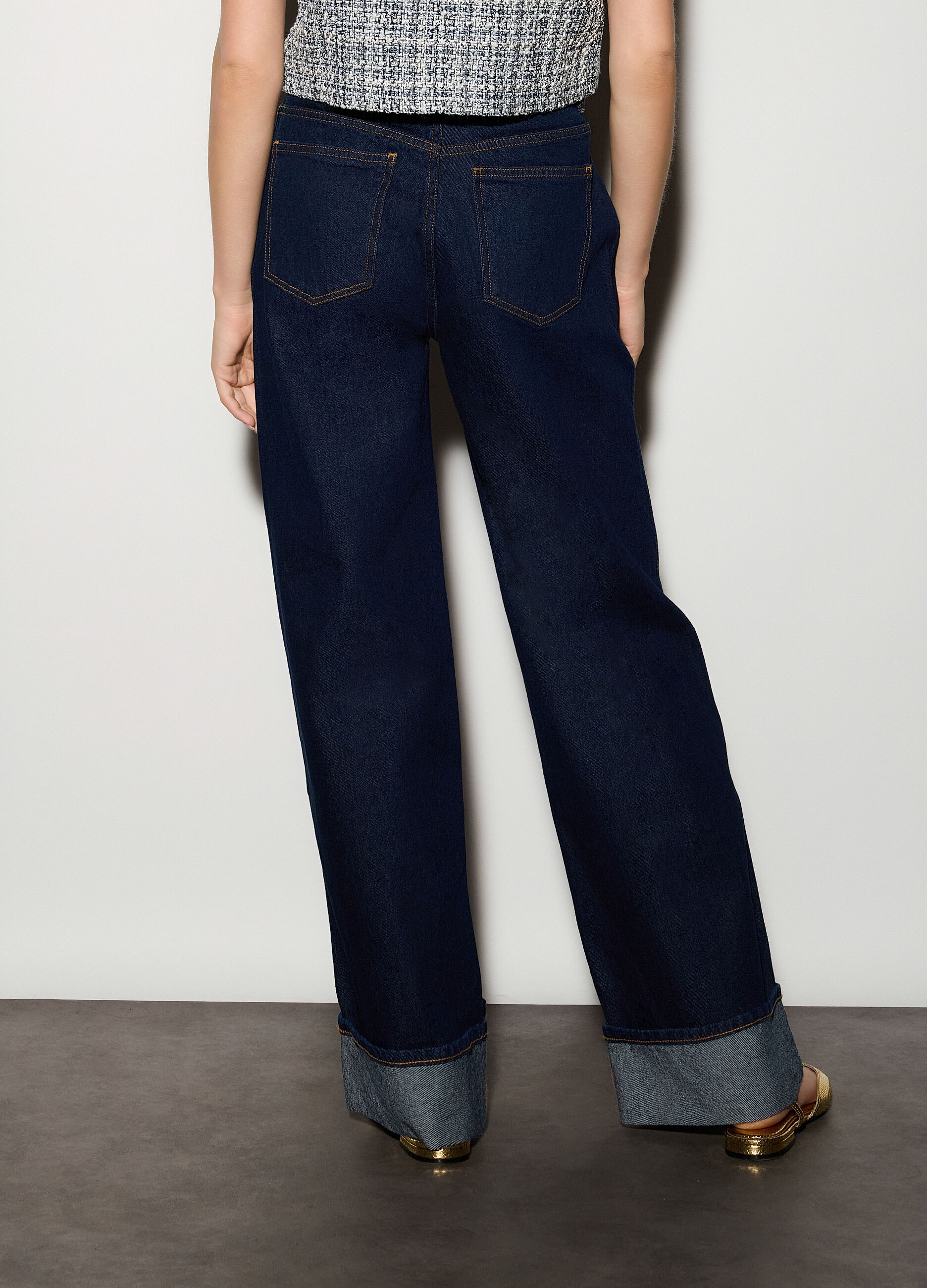 Pantaloni wide leg in denim donna_2