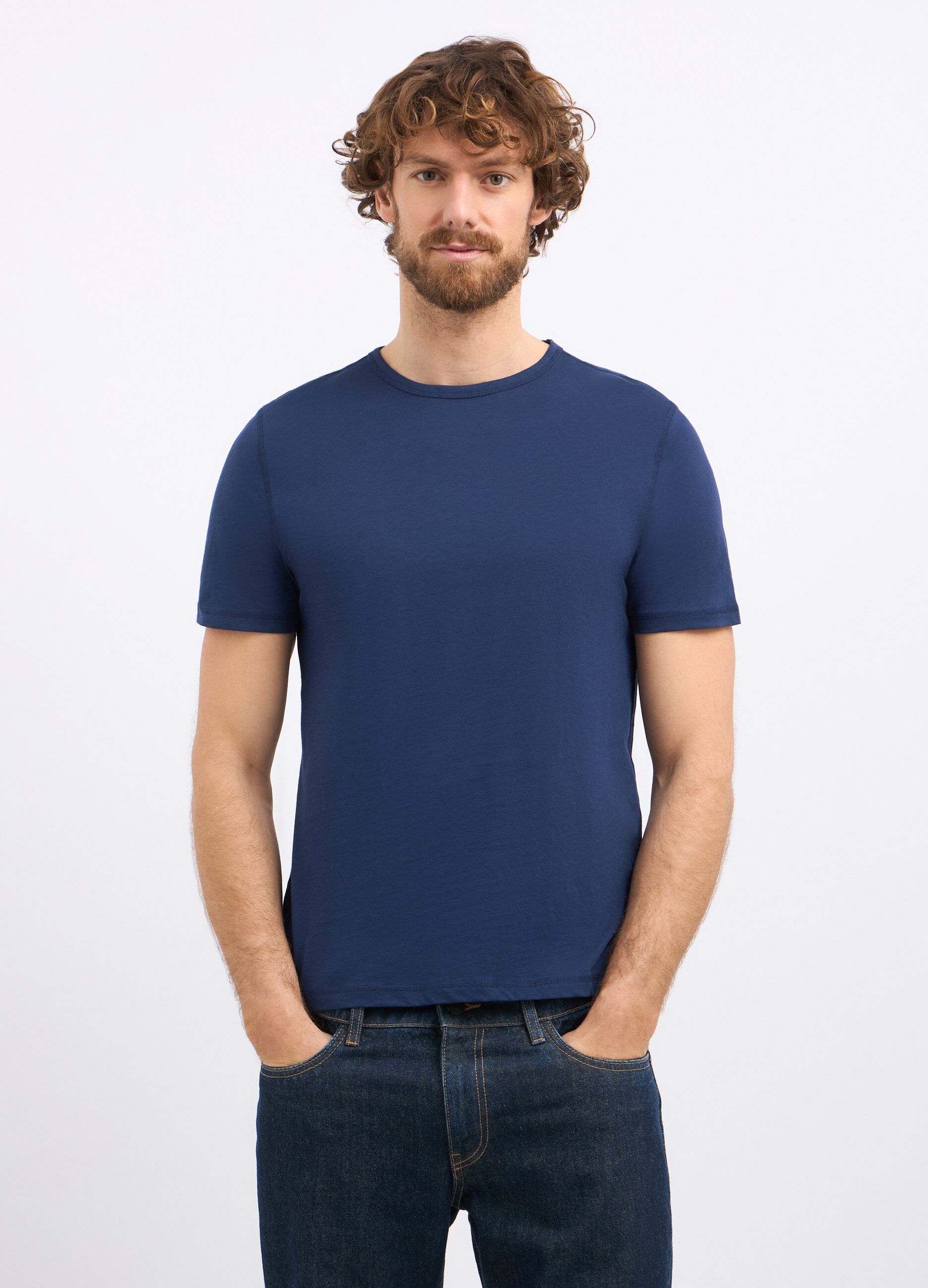 T-shirt a girocollo in puro cotone uomo_0
