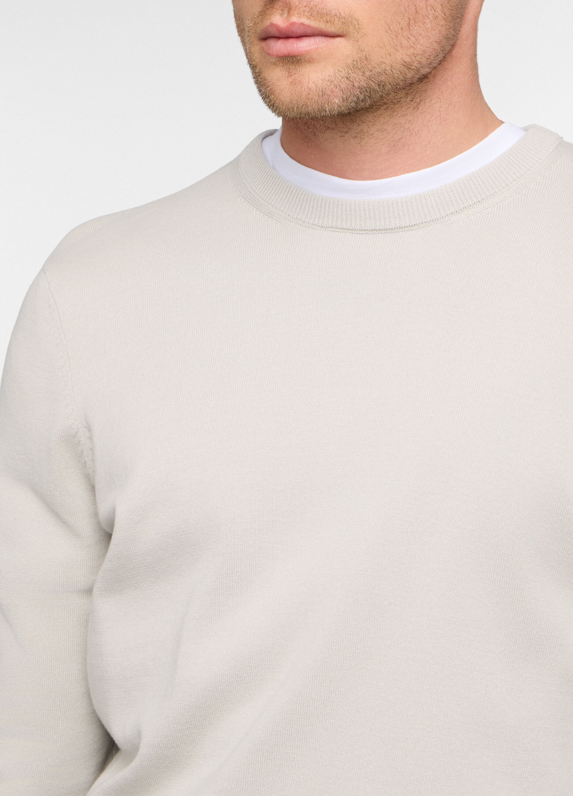 Maglione girocollo in cotone a maglia rasata uomo_2