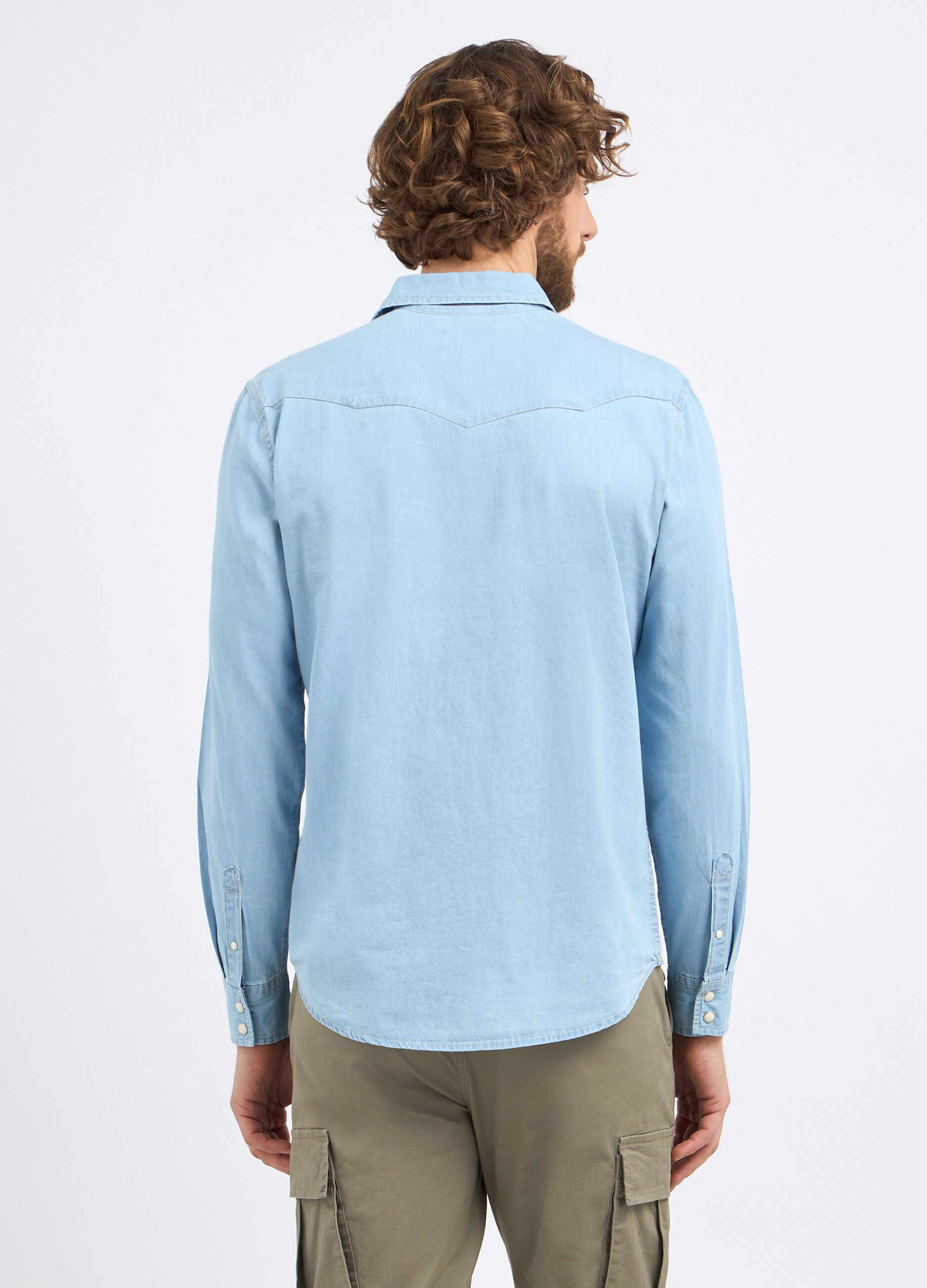 Camicia in denim di puro cotone uomo_1