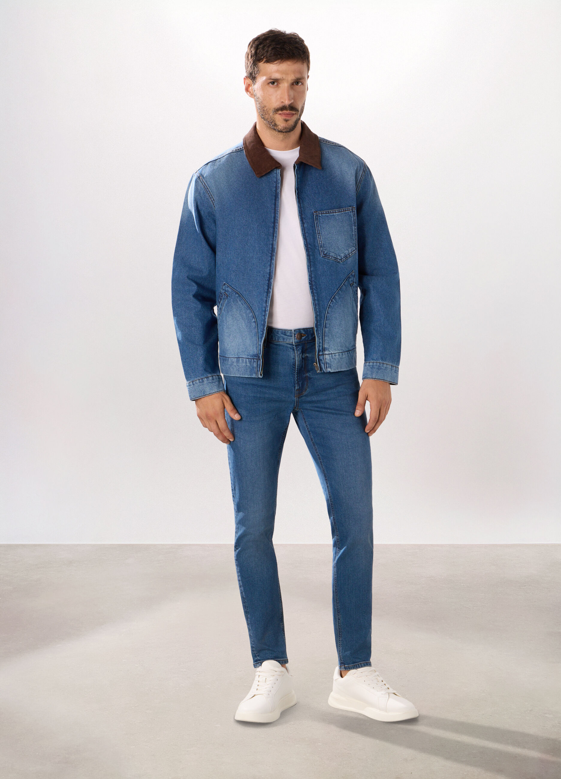 Giubbotto in denim di puro cotone uomo_0