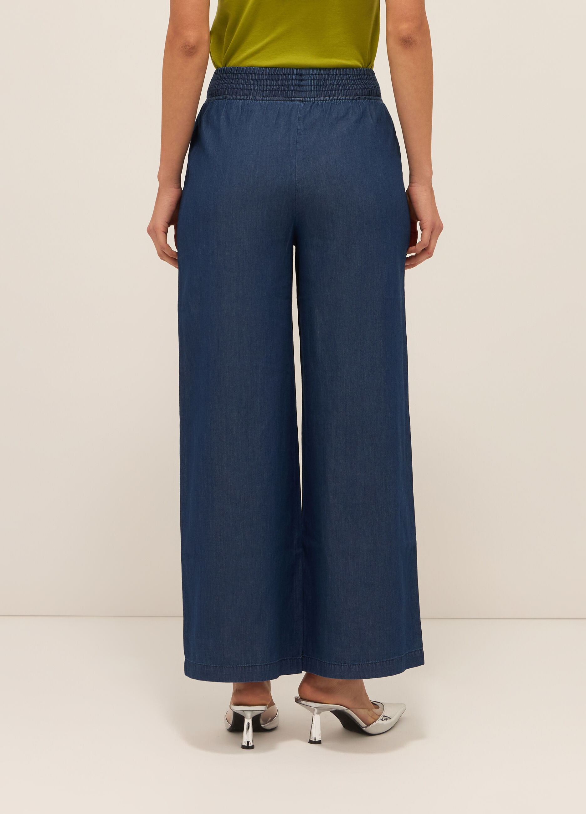 Pantaloni palazzo in chambray donna_1