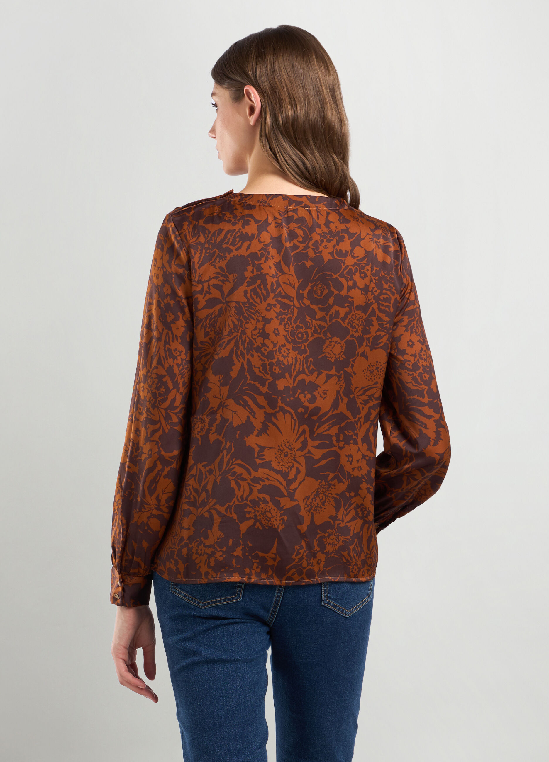 Blusa in raso con stampa donna_1