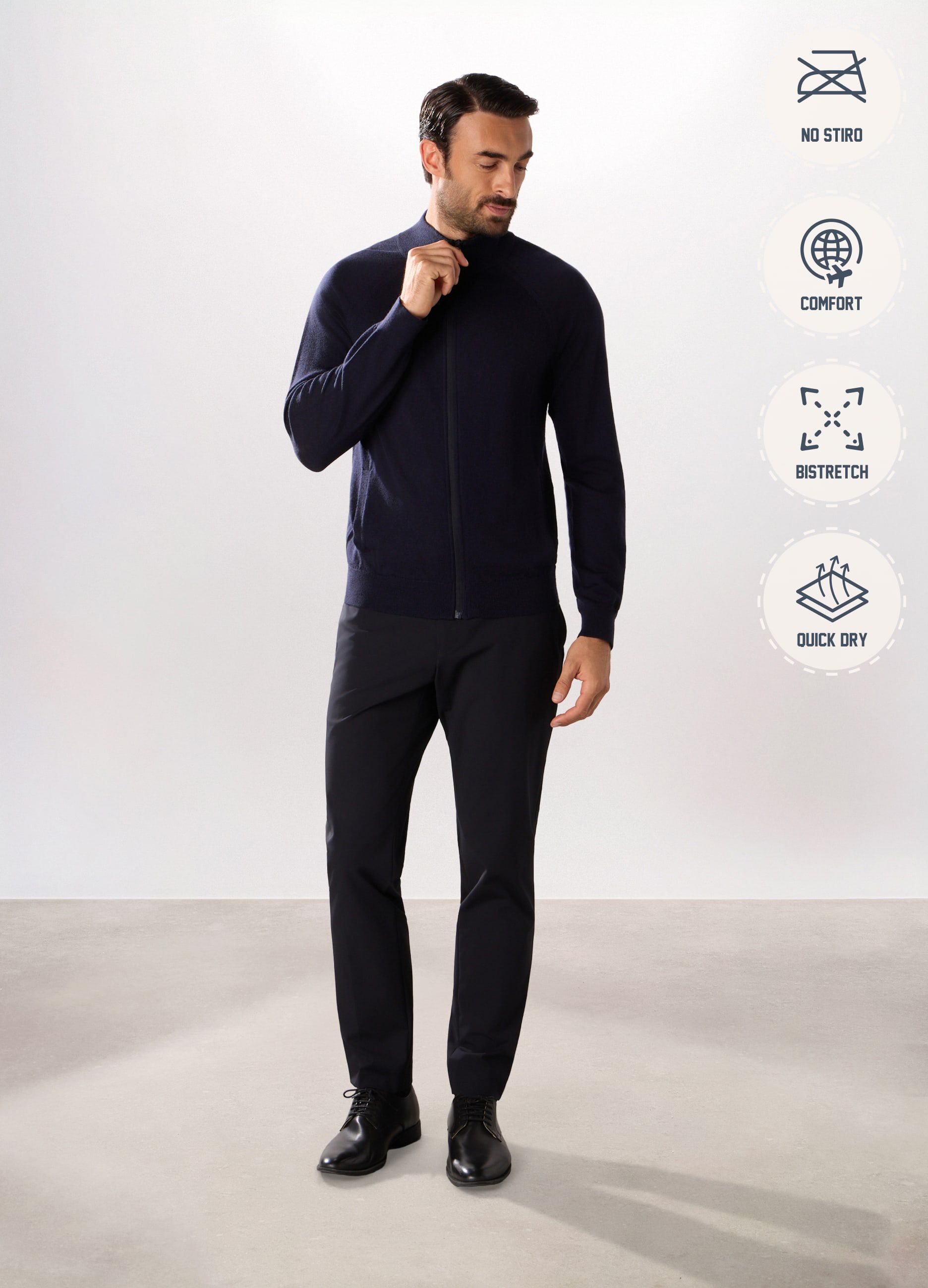 Cardigan con zip in lana merino uomo_0