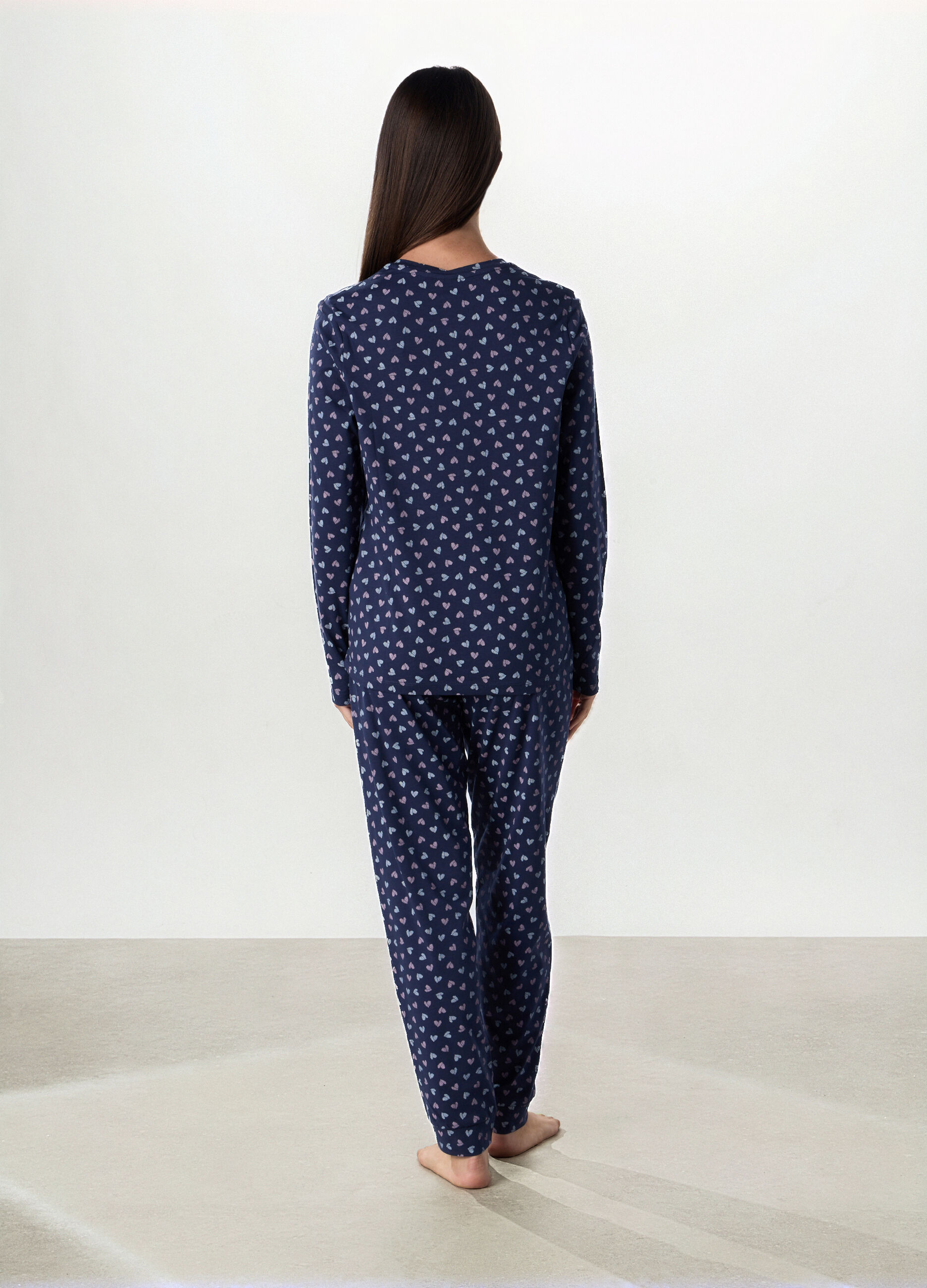 Set pigiama lungo in puro cotone donna_1