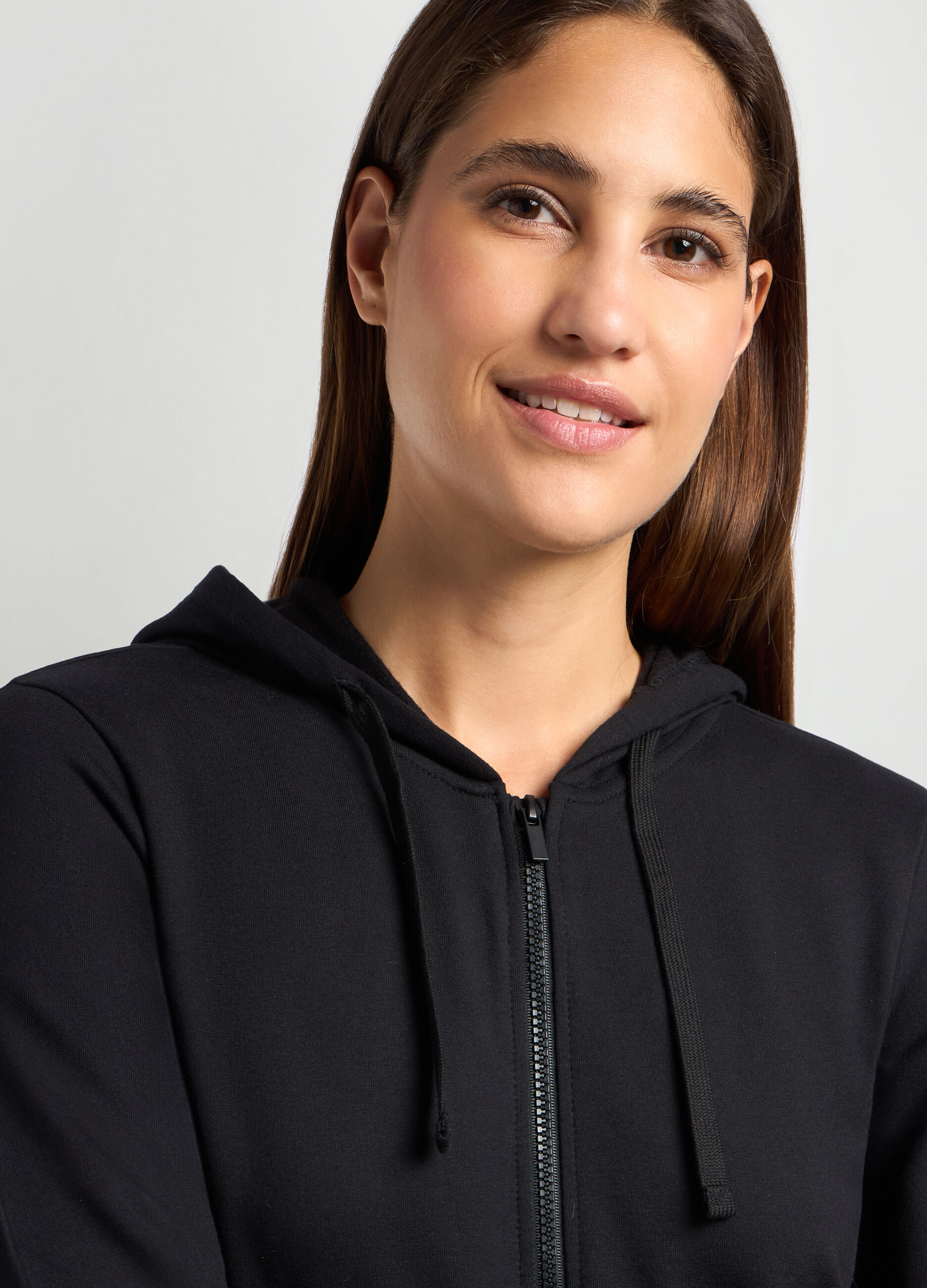 Felpa in misto cotone stretch con cappuccio donna_2