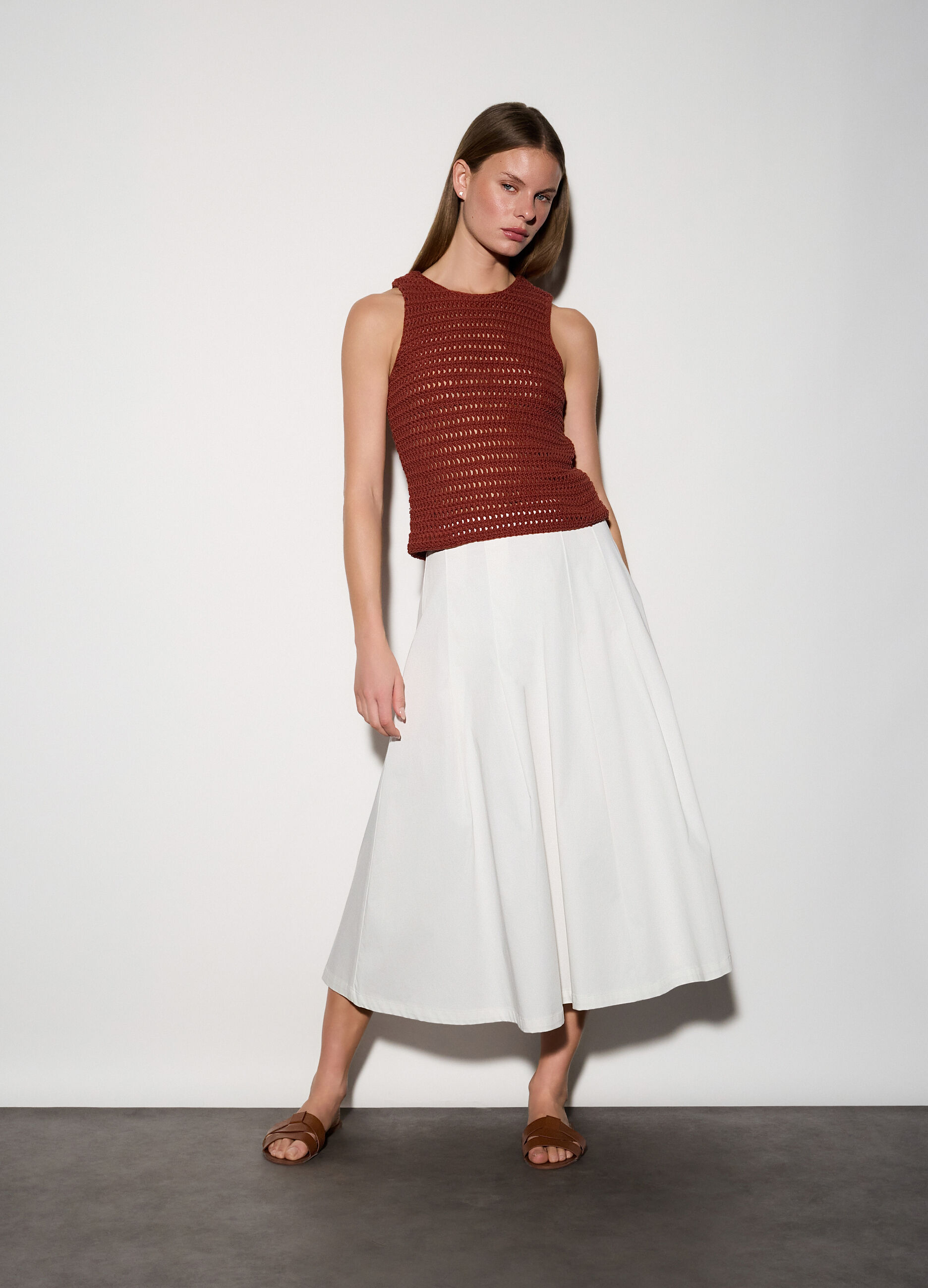 Top girocollo in maglia donna_0