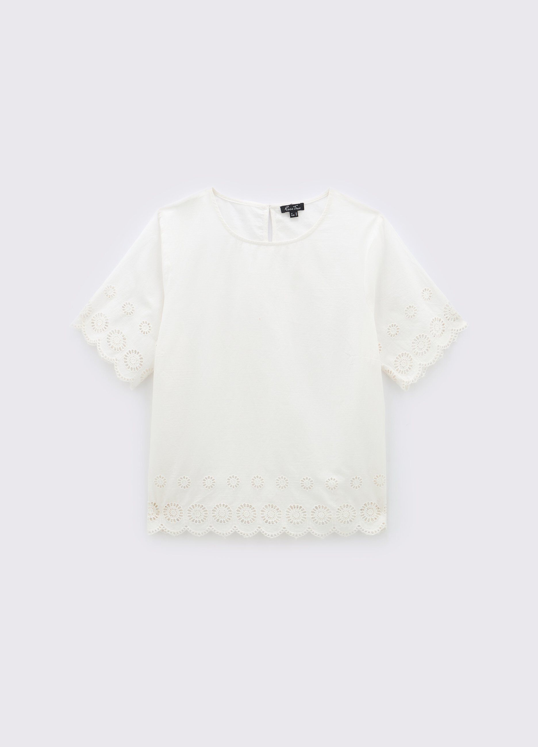 Blusa in puro cotone con ricami donna curvy_0