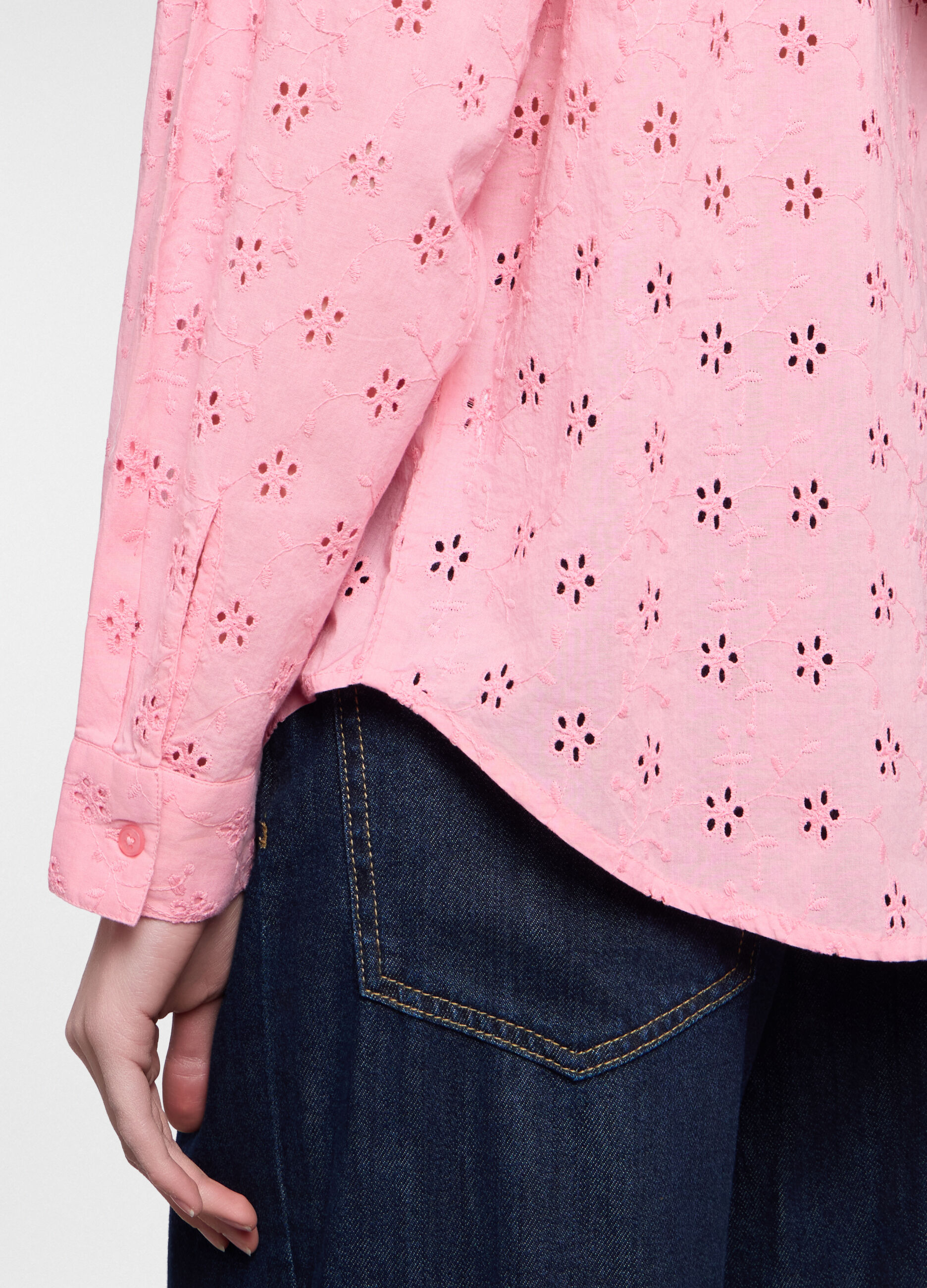 Camicia fit regular con collo alla francese in puro cotone donna_2