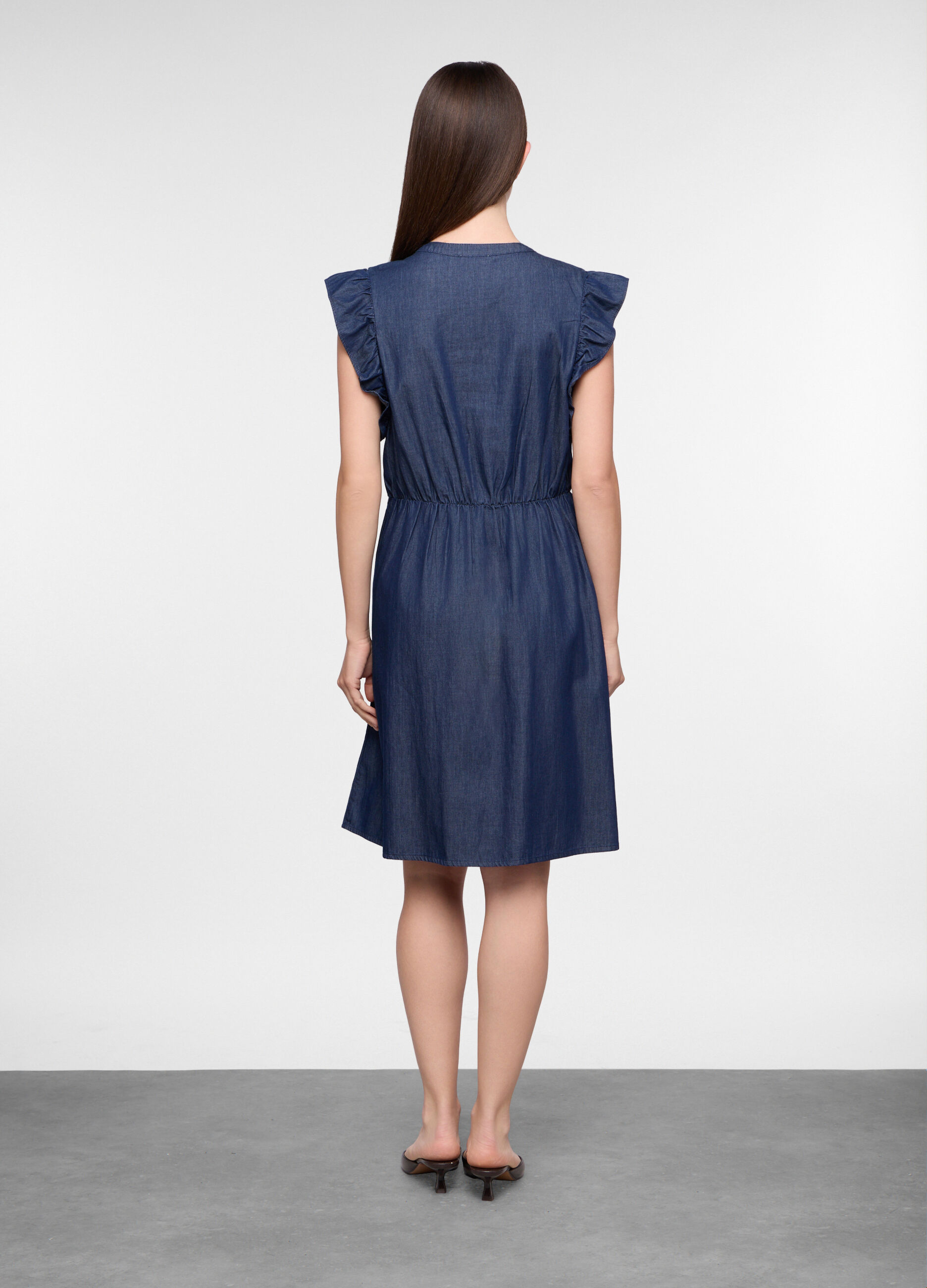 Abito corto in denim di puro cotone donna_1