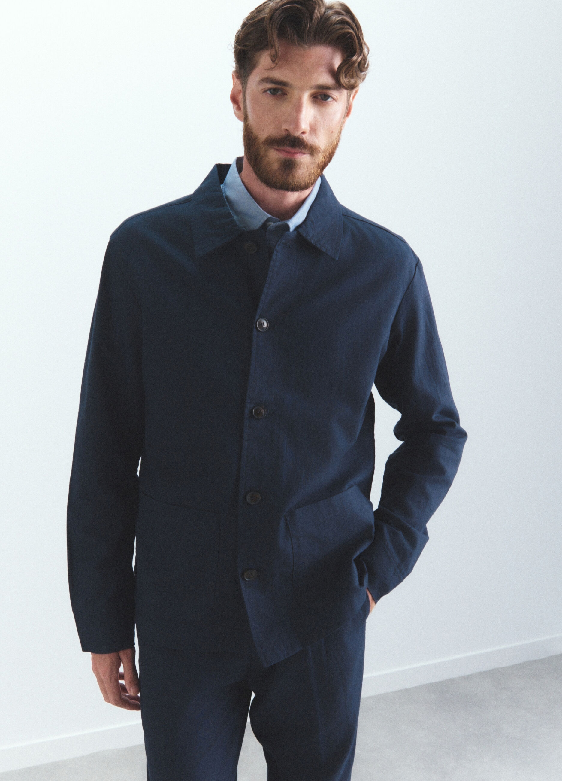 Giacca a camicia in lino e cotone uomo