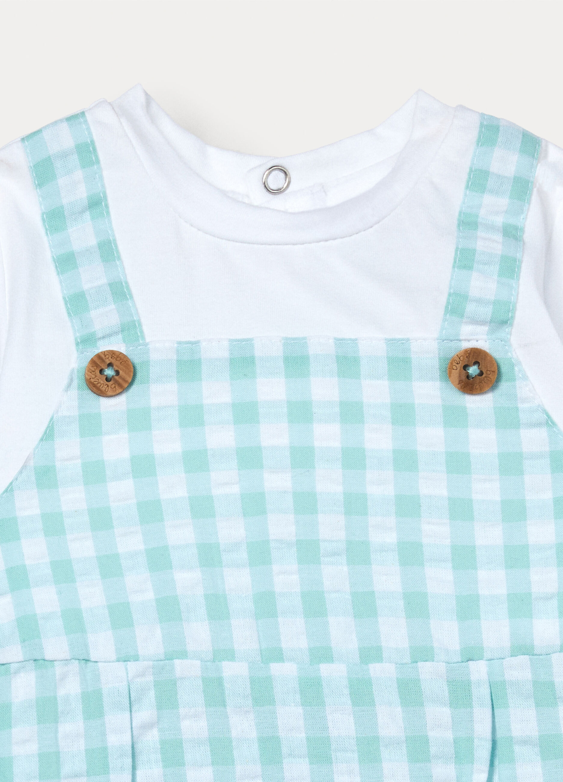 Tutina corta in puro cotone seersucker neonato_2