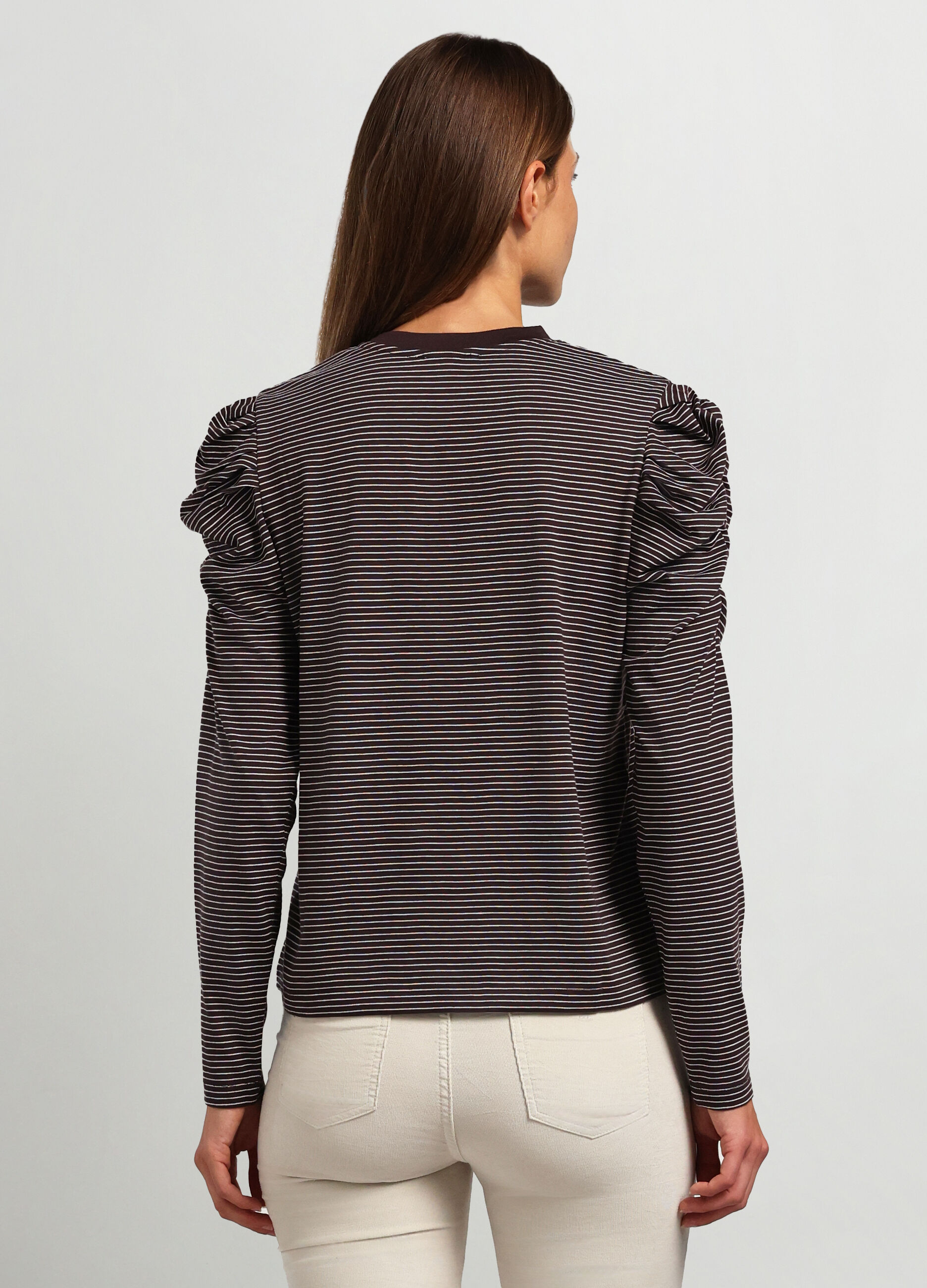 T-shirt a righe misto viscosa donna_1