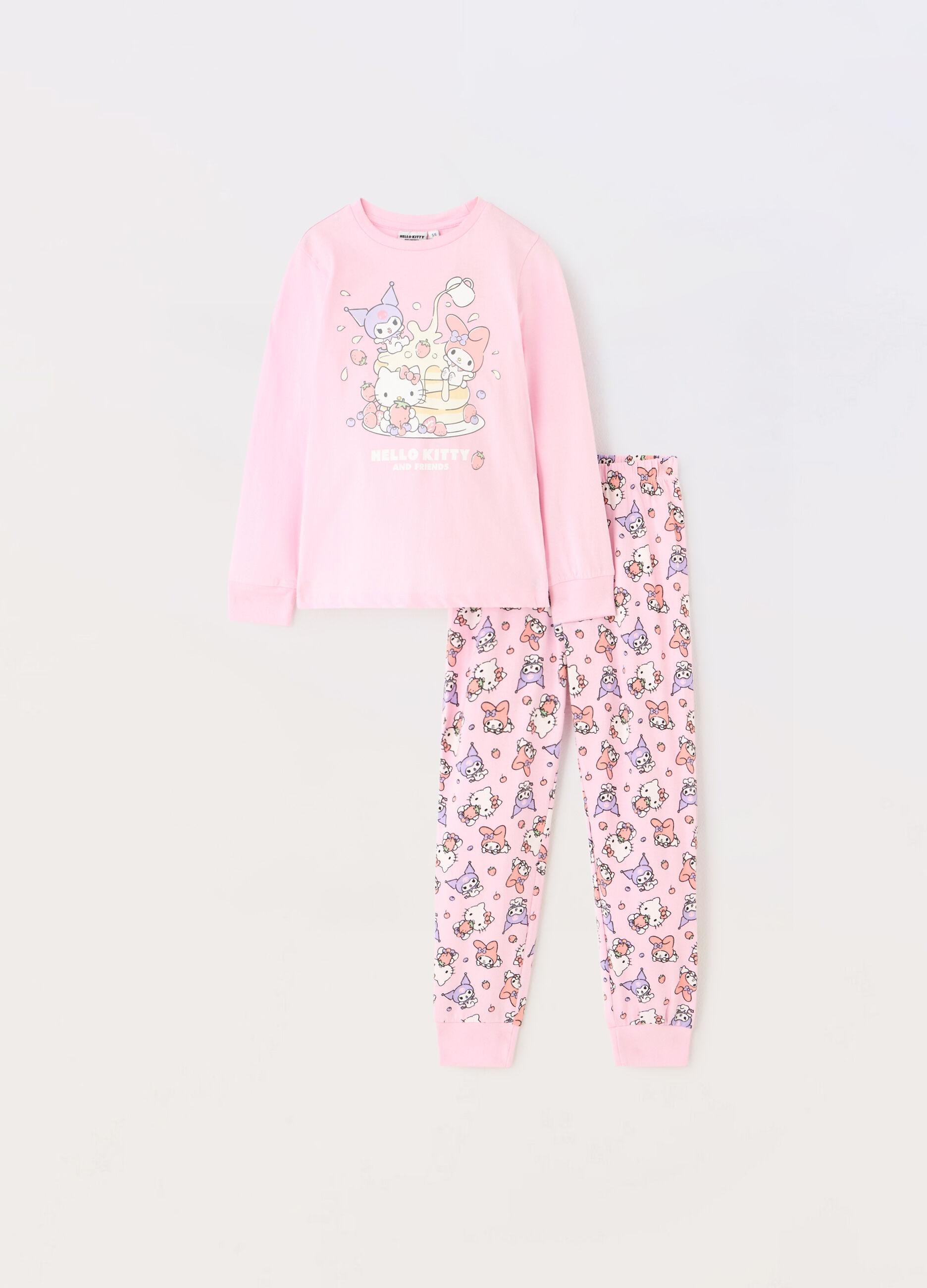 Set pigiama lungo in jersey di puro cotone bambina_0