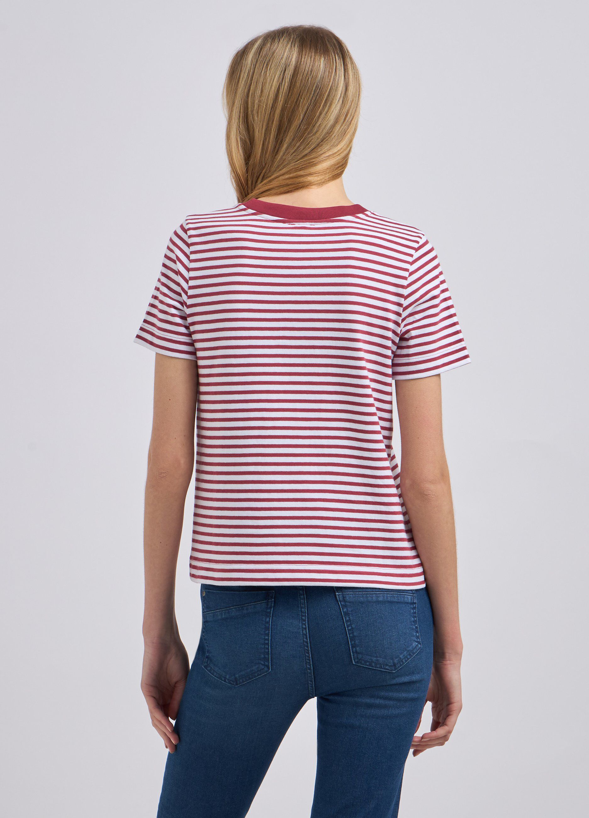 T-shirt rigata in puro cotone donna_1