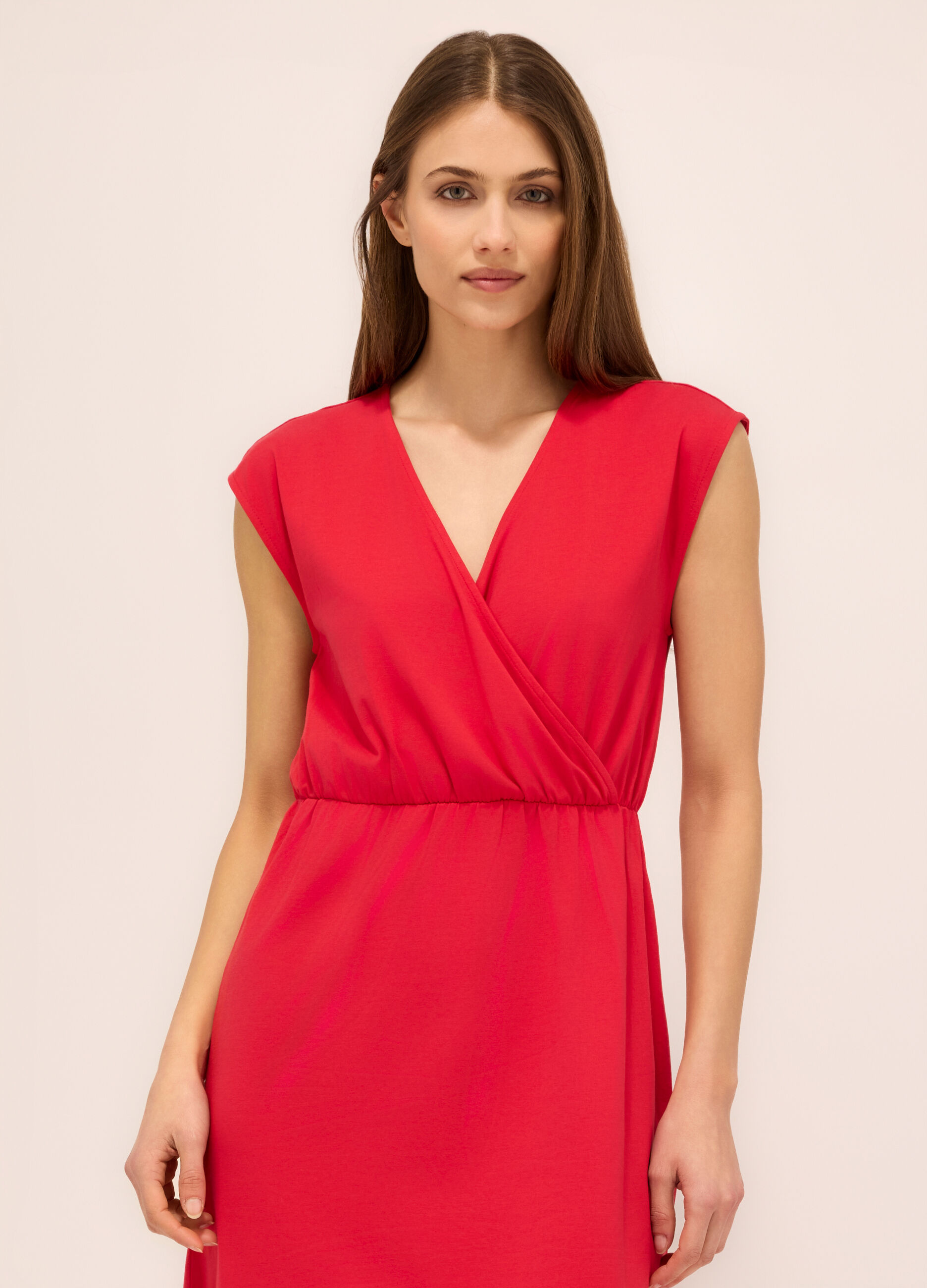 Abito smanicato in jersey di cotone stretch donna_2
