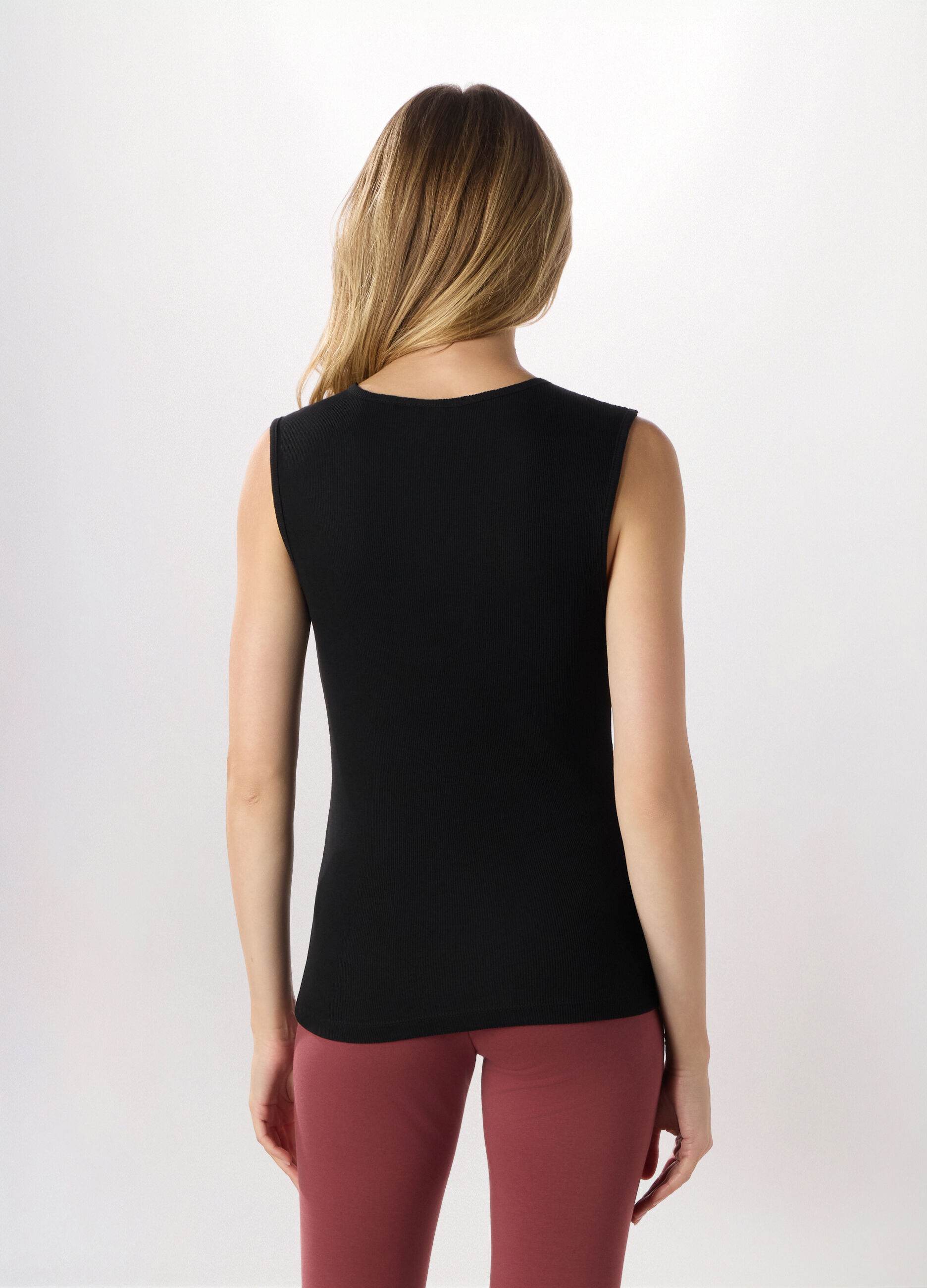 Canotta in costina di puro cotone donna_1