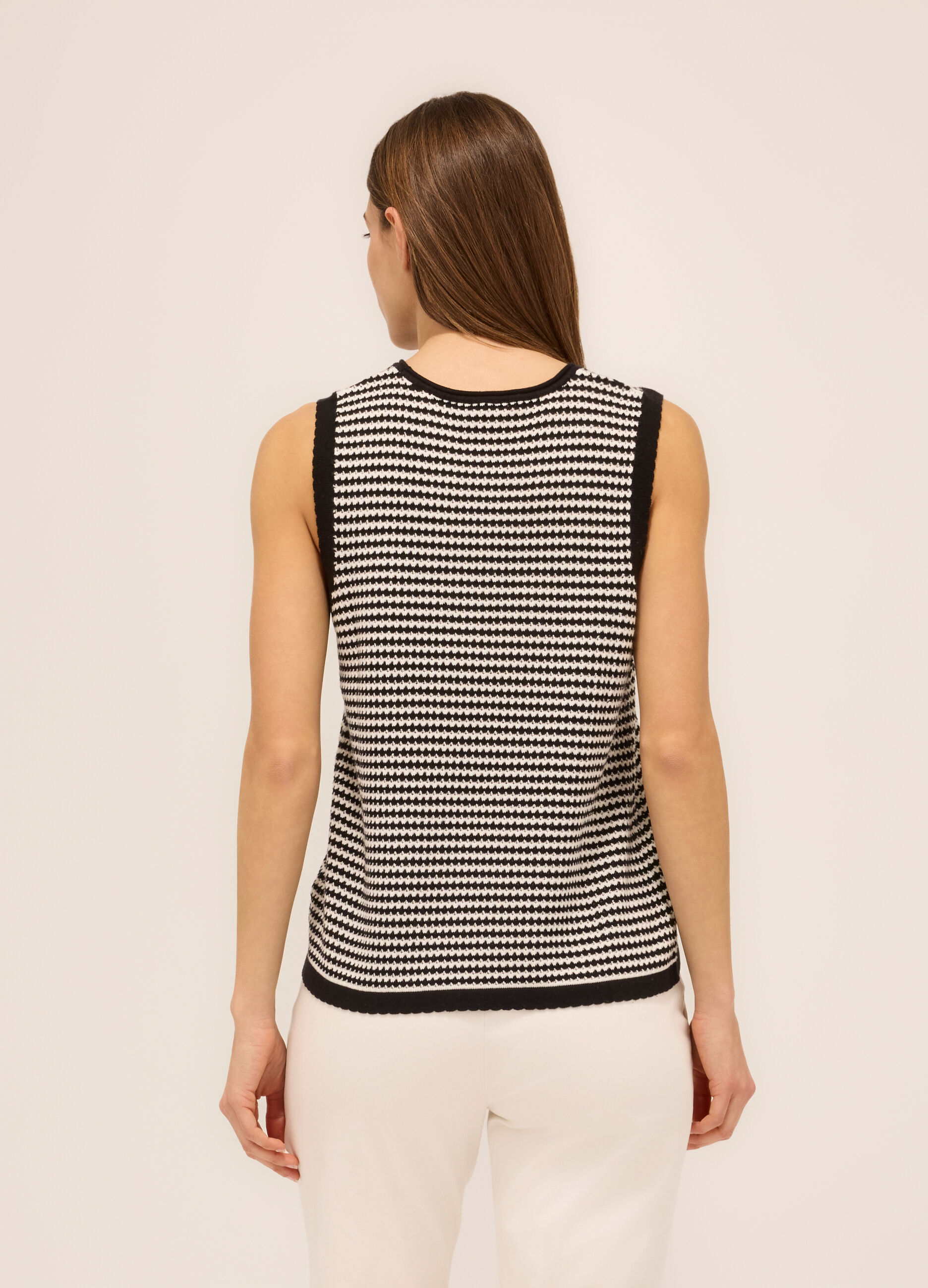 Canotta tricot con motivo a righe donna_1
