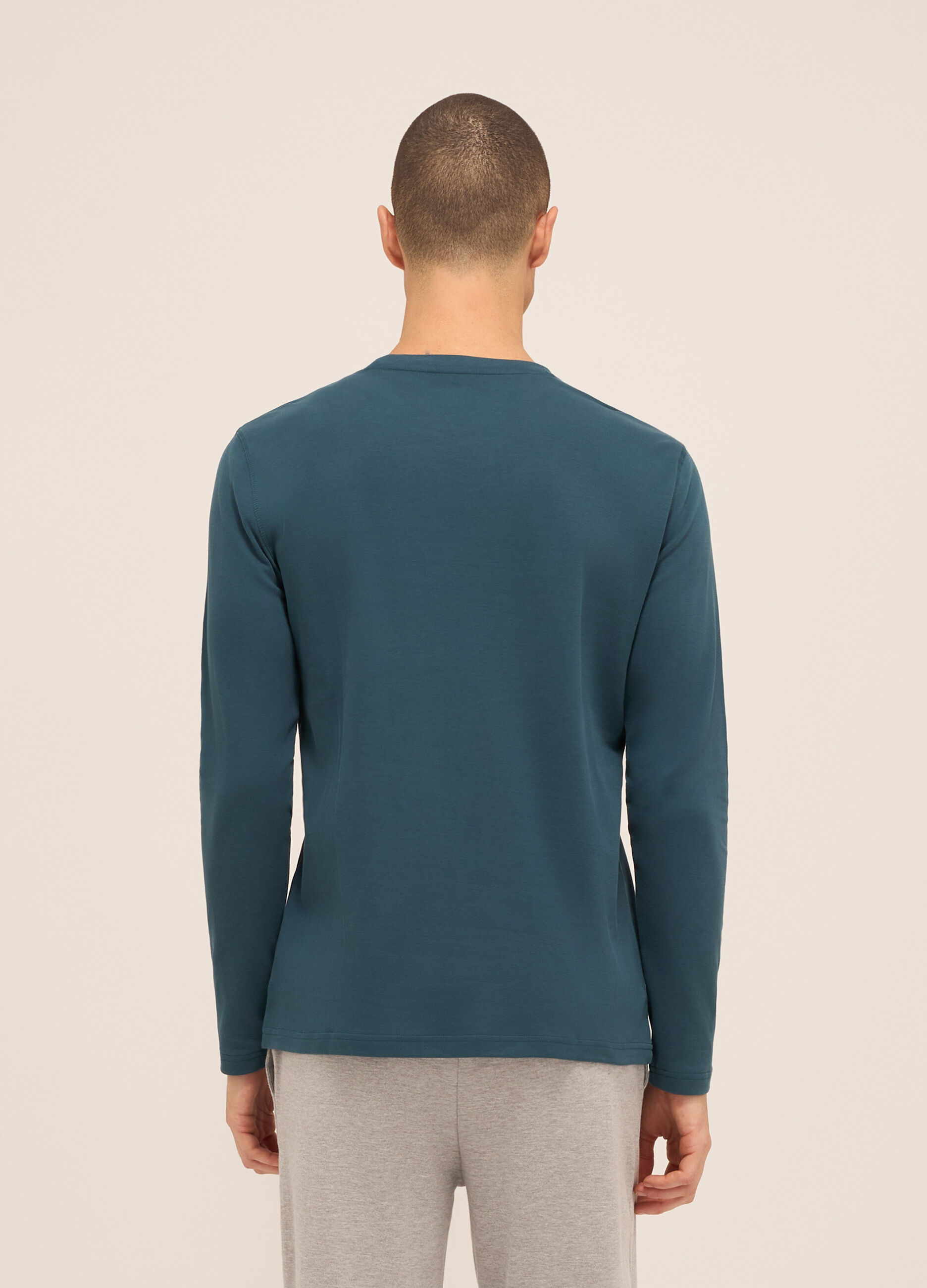 Maglia del pigiama girocollo in puro cotone uomo_1