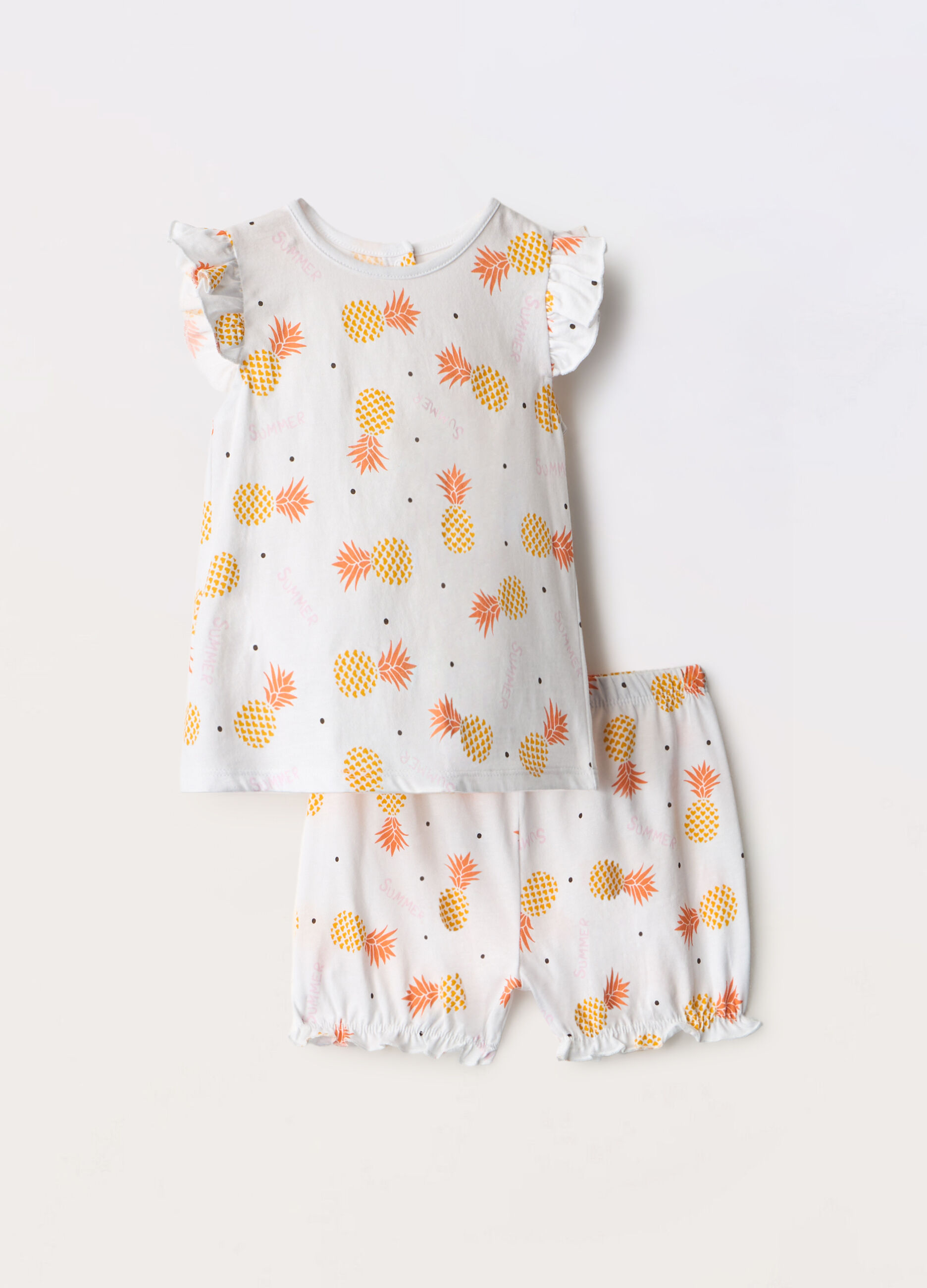 Set pigiama corto in jersey di puro cotone neonata_0
