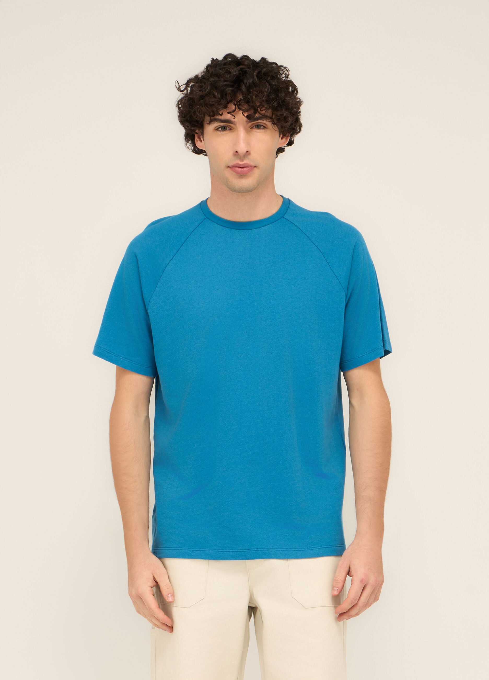 T-shirt girocollo in cotone e lino uomo_0