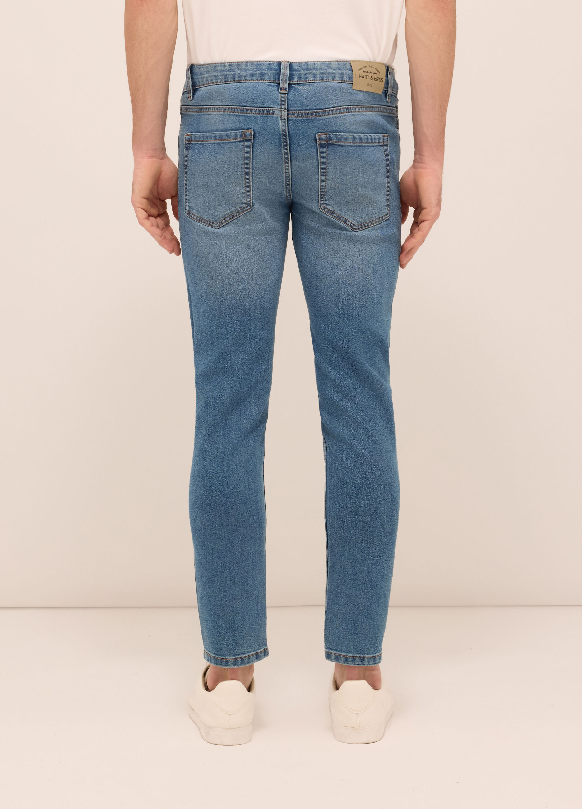 Jeans 5 tasche slim fit in denim di cotone stretch uomo