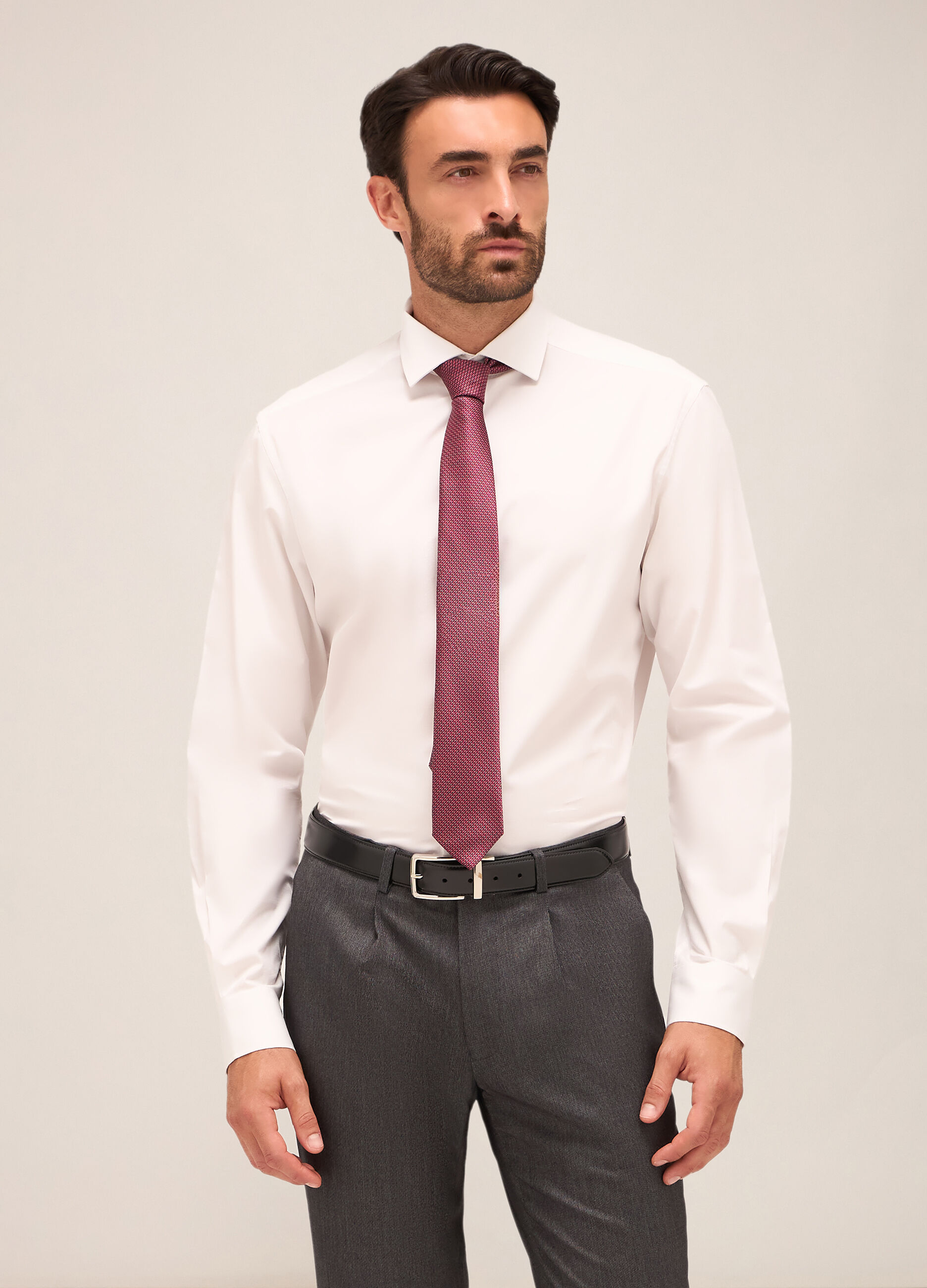 Camicia regular fit colletto francese in cotone uomo_0