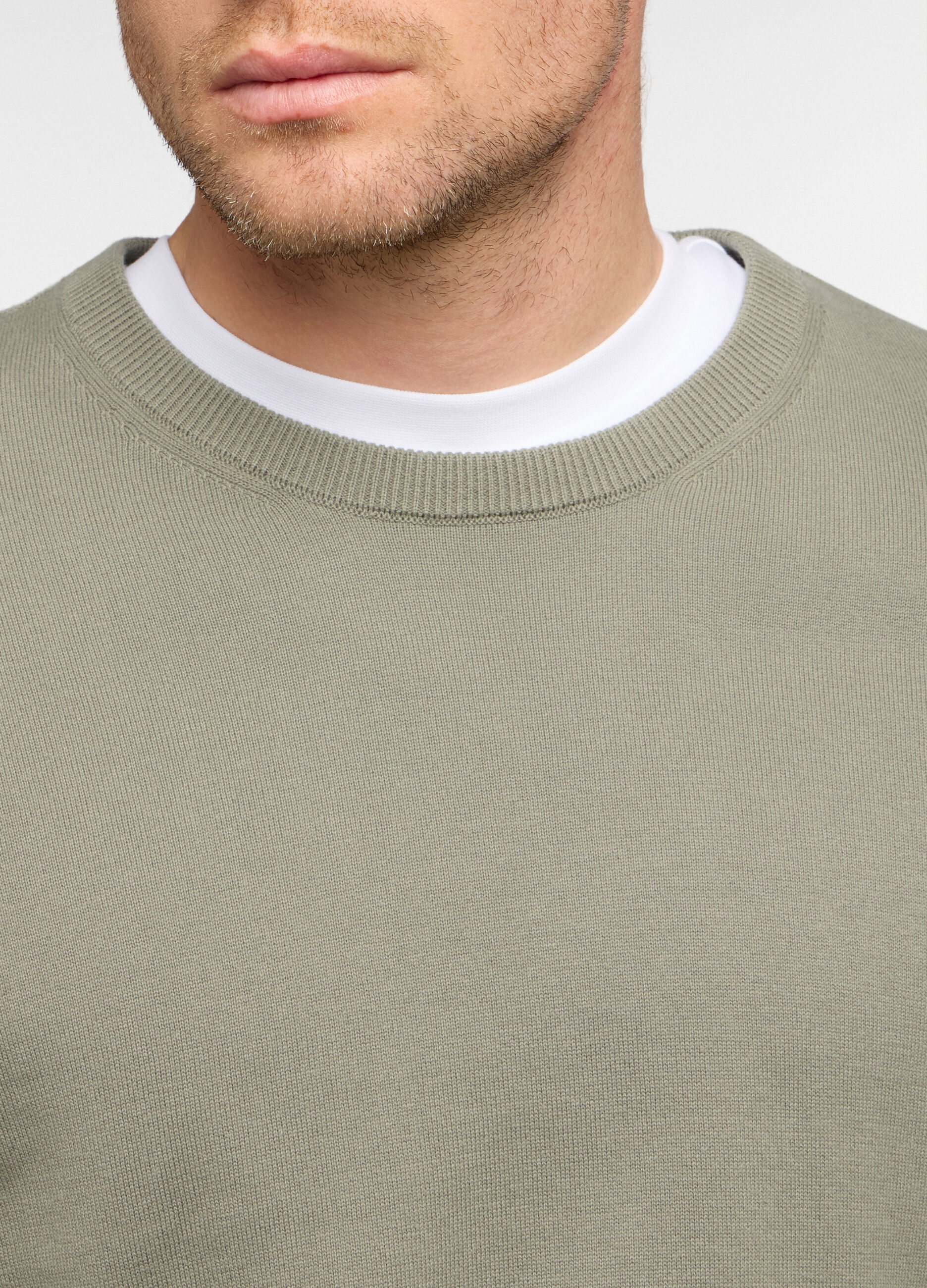 Maglione girocollo in cotone a maglia rasata uomo_2