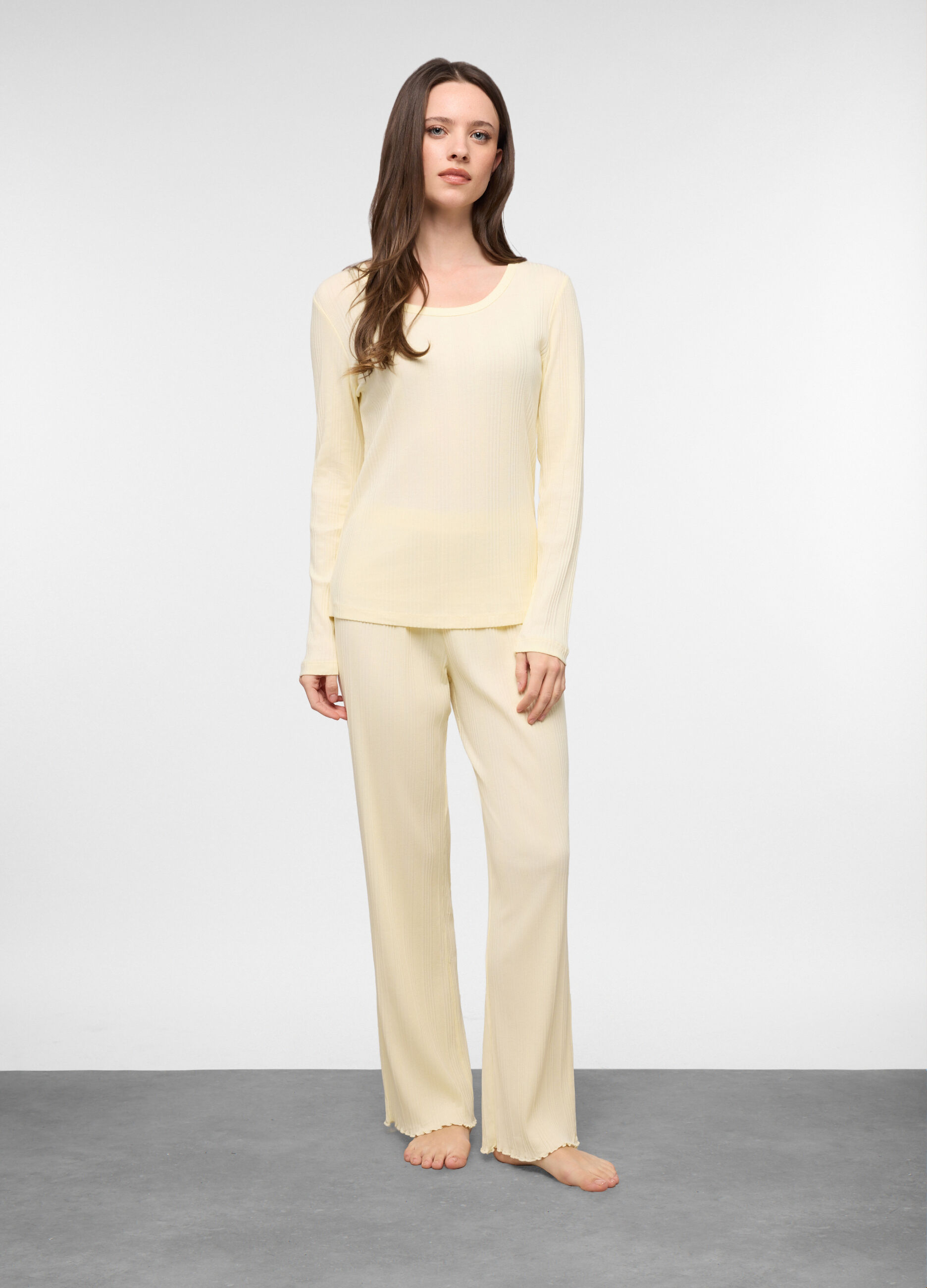 Set pigiama lungo in misto cotone stretch donna_0