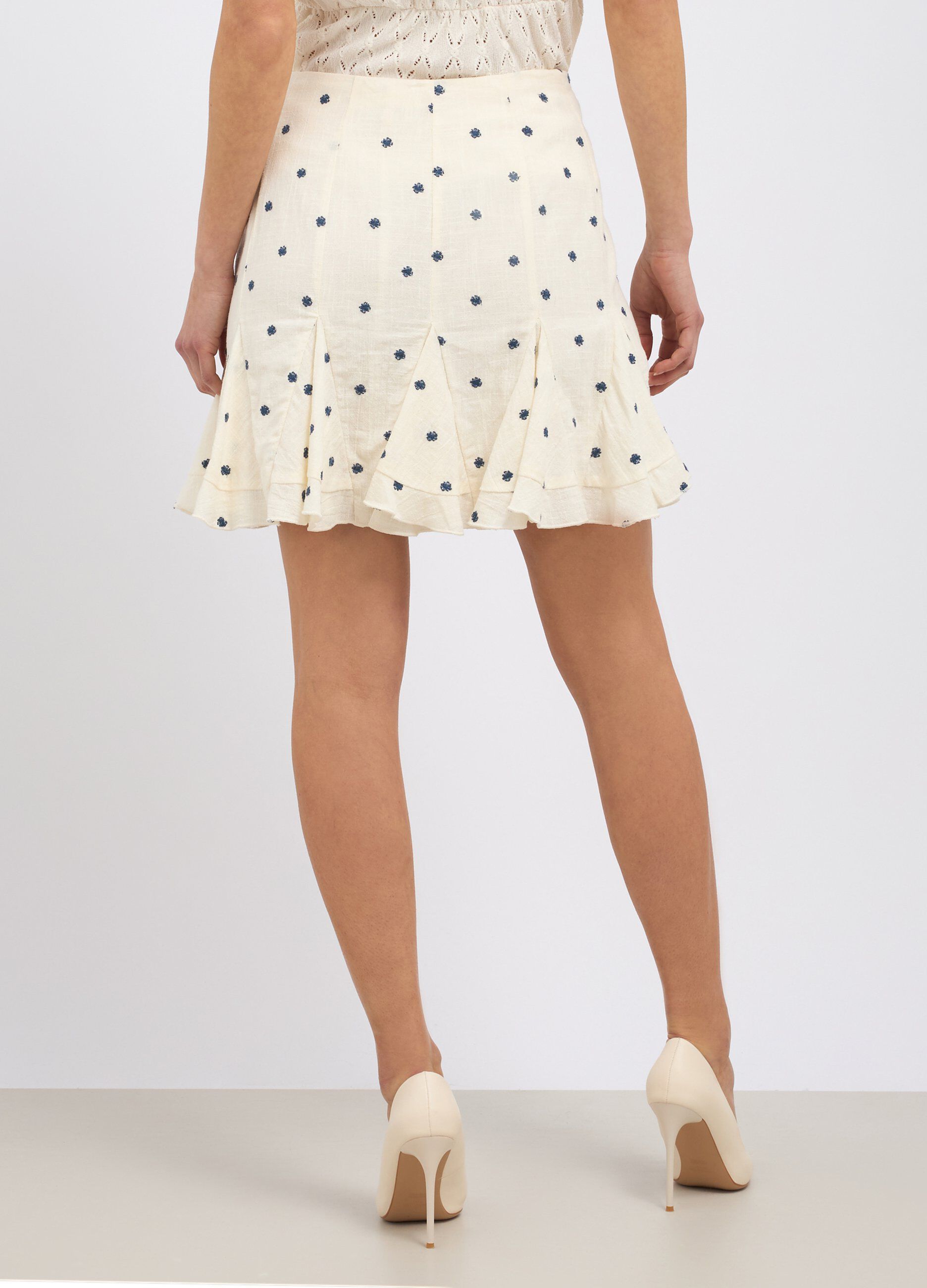 Minigonna in puro cotone con ricami donna_1