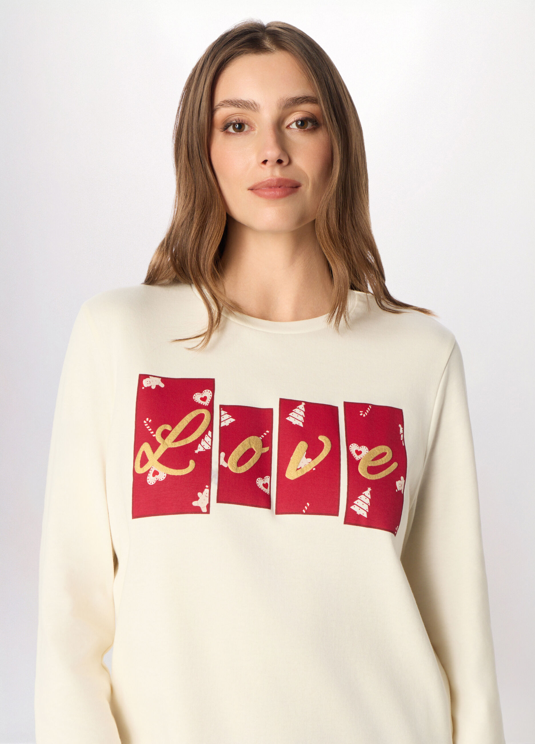 Set pigiama lungo in interlock di puro cotone donna_2