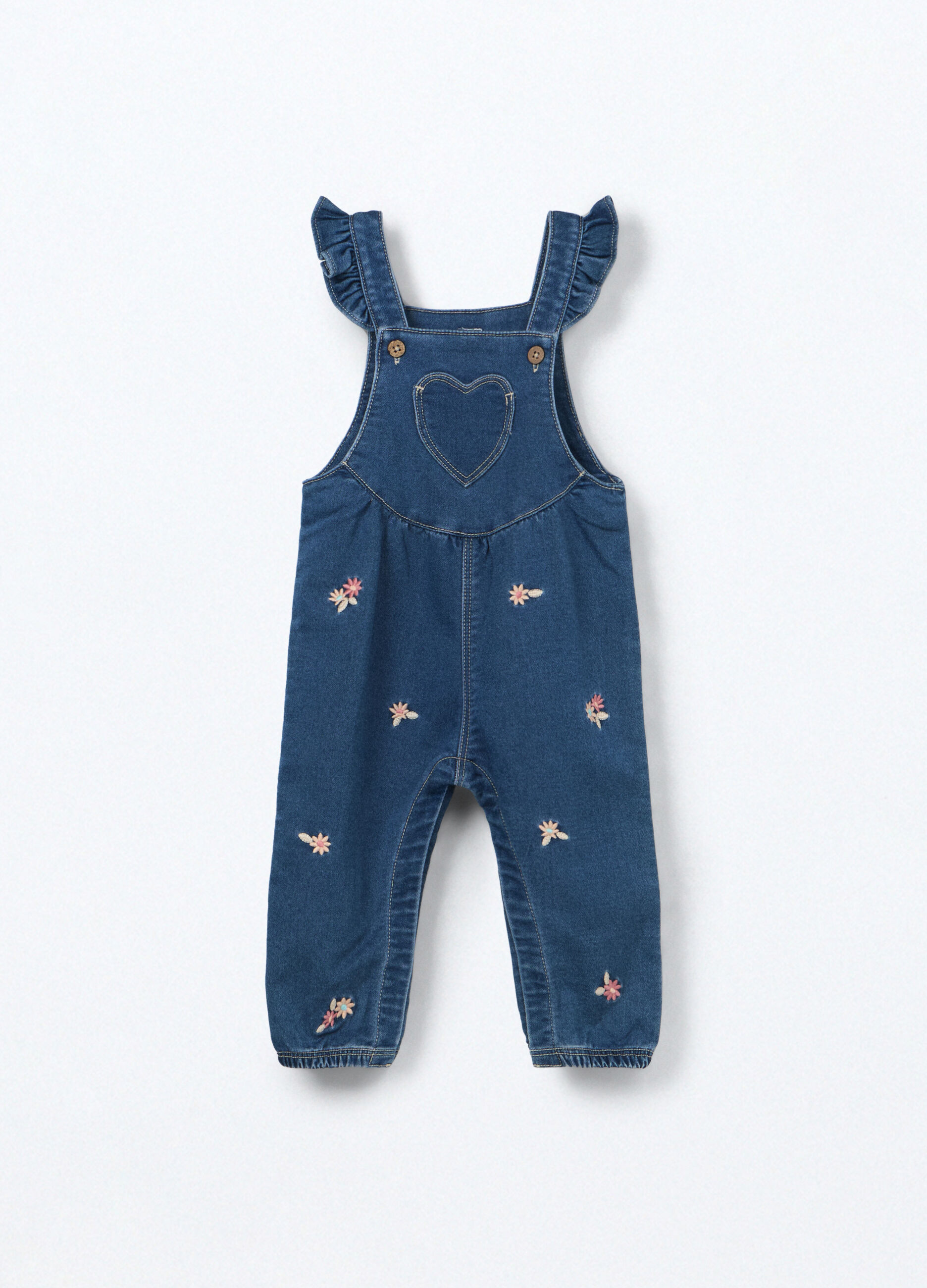 Salopette in denim mercerizzato neonata_0