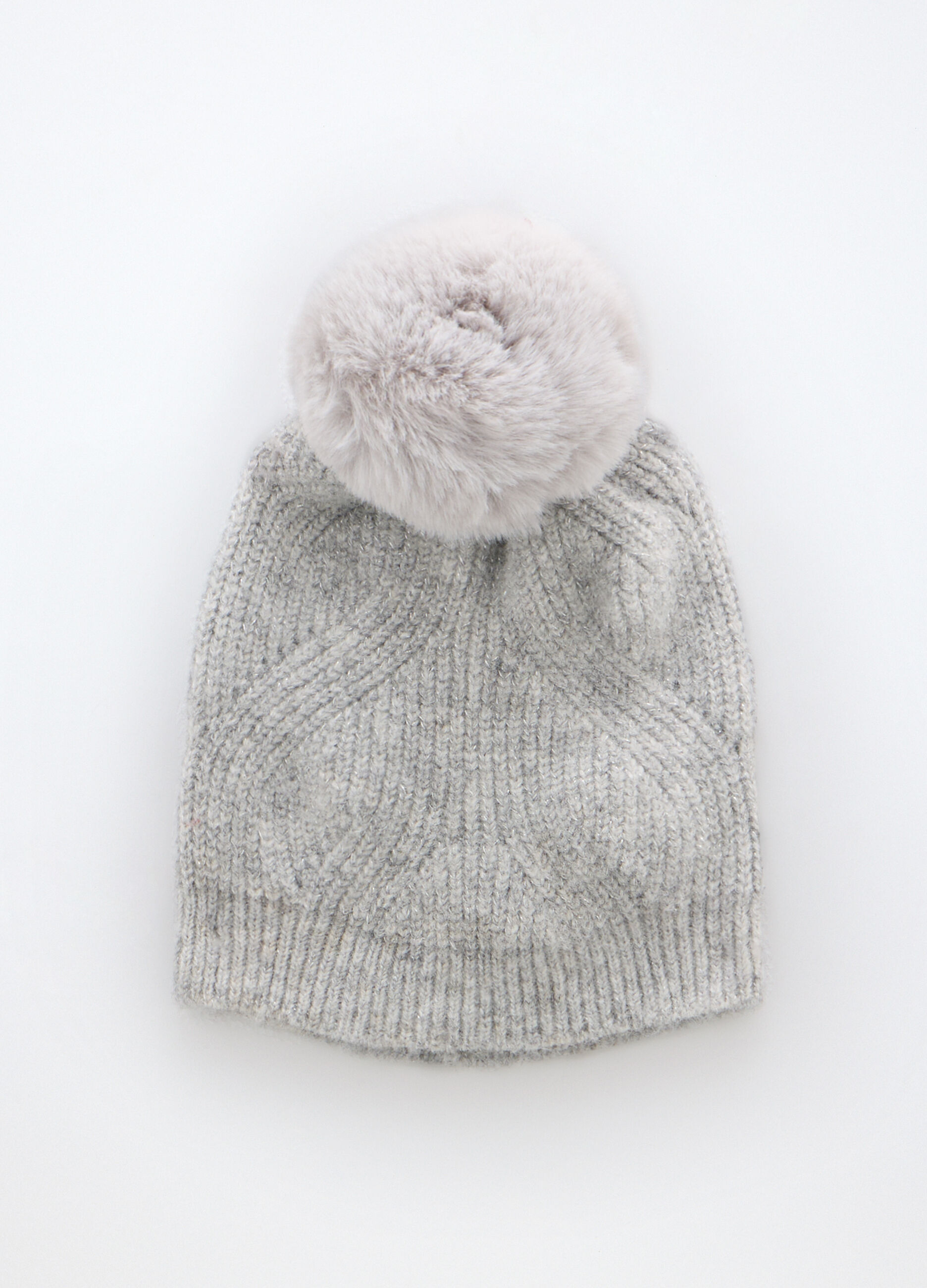 Berretto tricot con pon pom donna_0