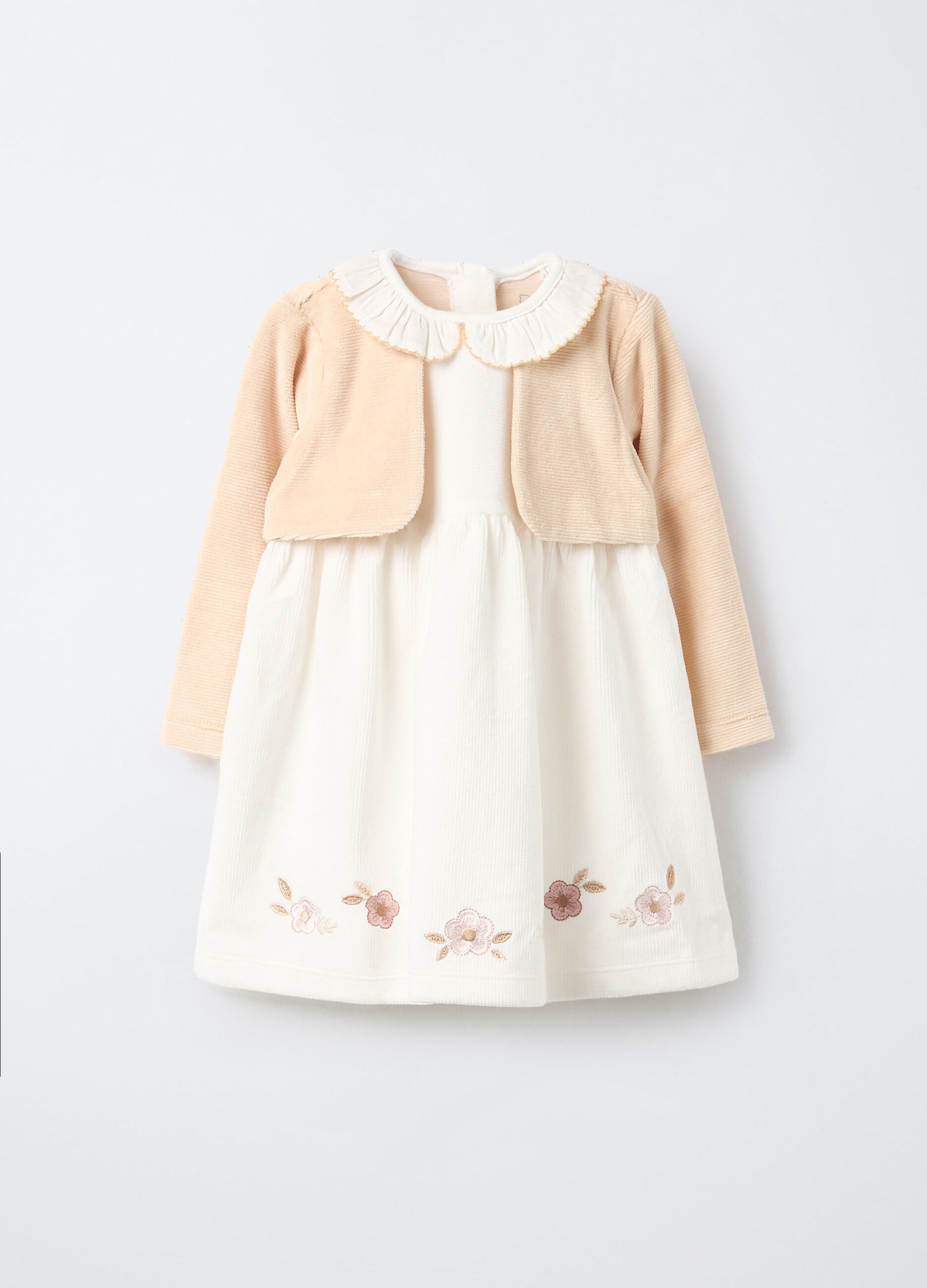 Vestito in misto cotone velour neonata_0