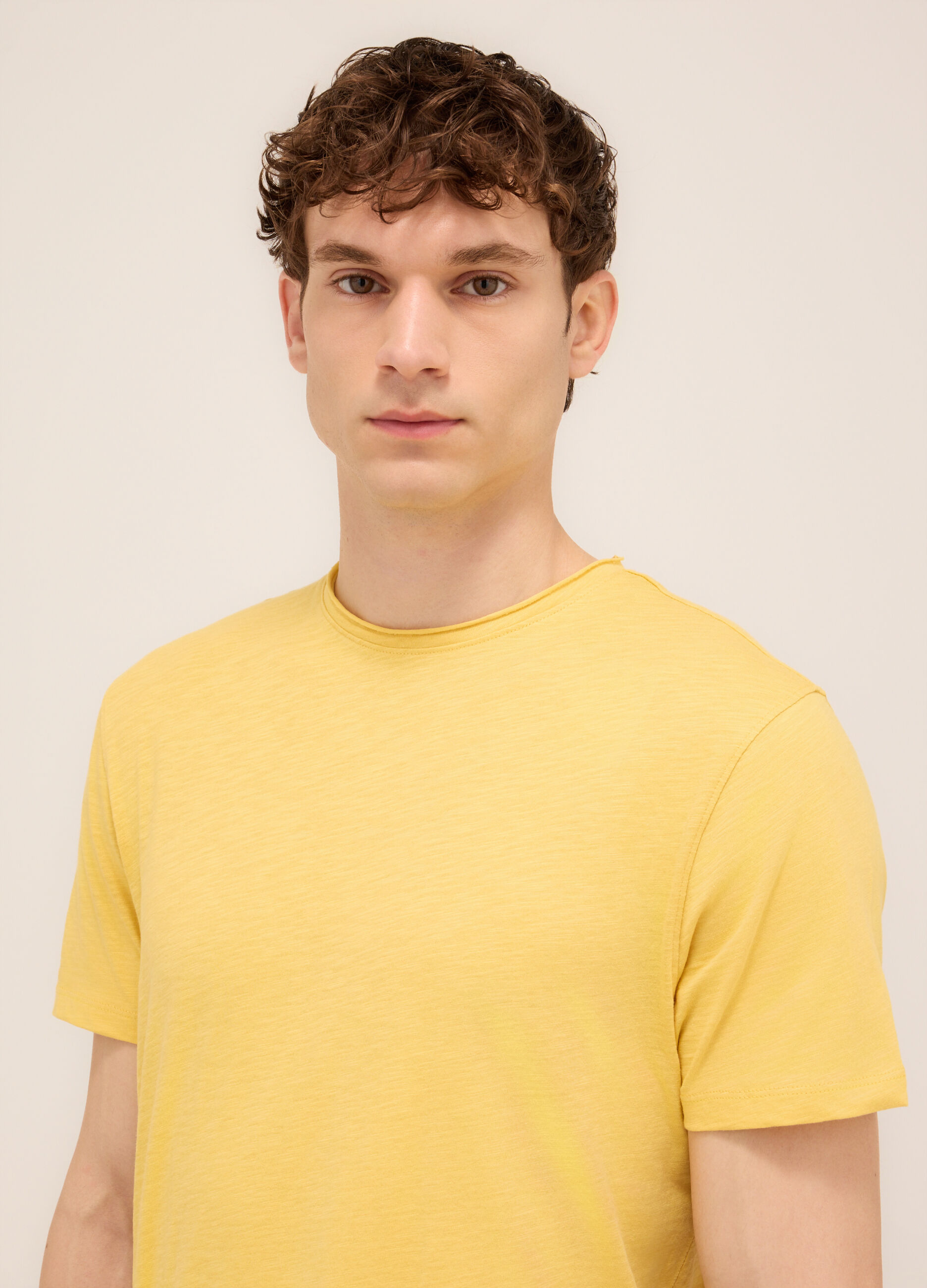 T-shirt girocollo in cotone fiammato uomo