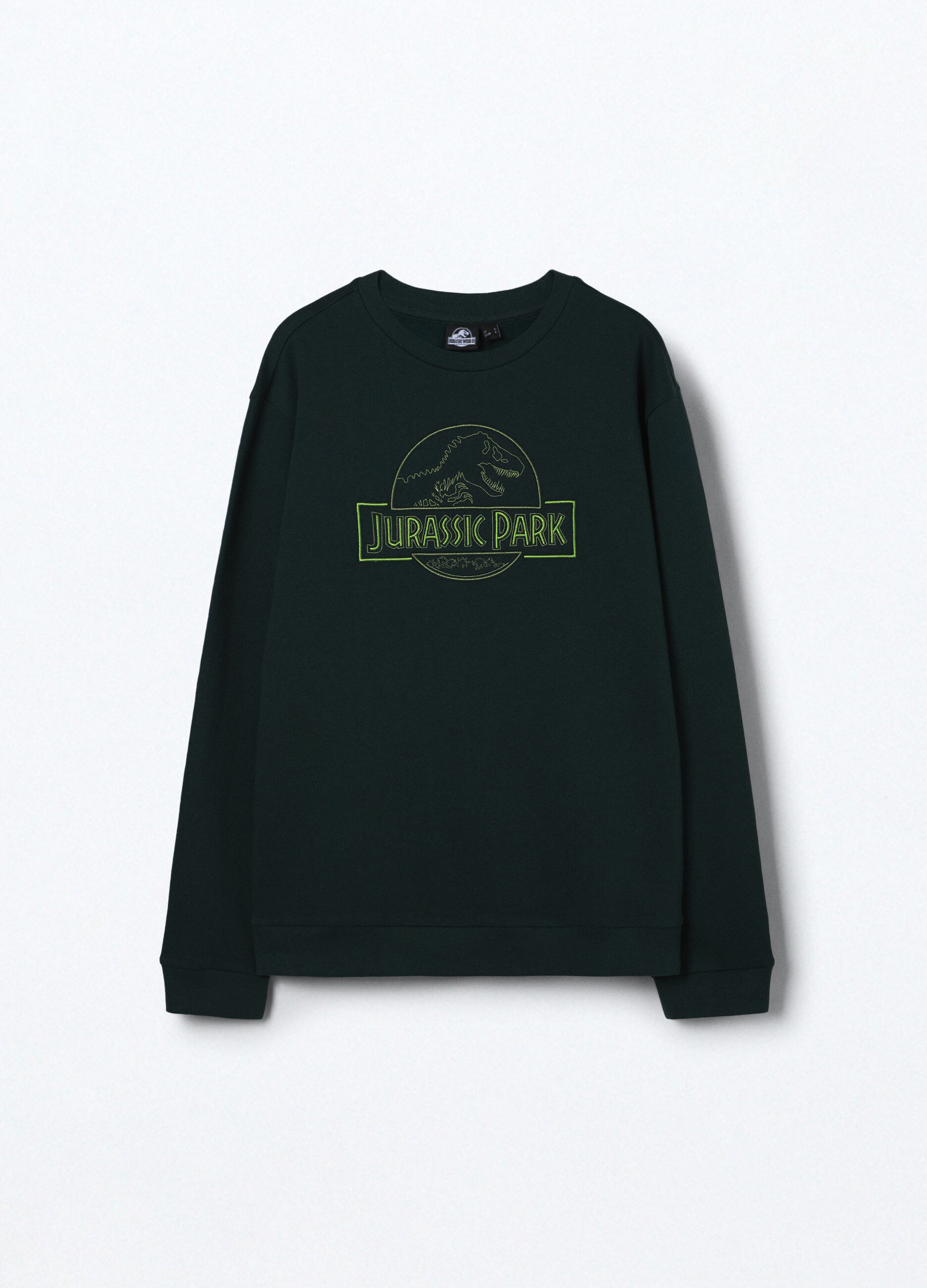 Maglia a maniche lunghe con stampa Jurassic Park in cotone uomo_0