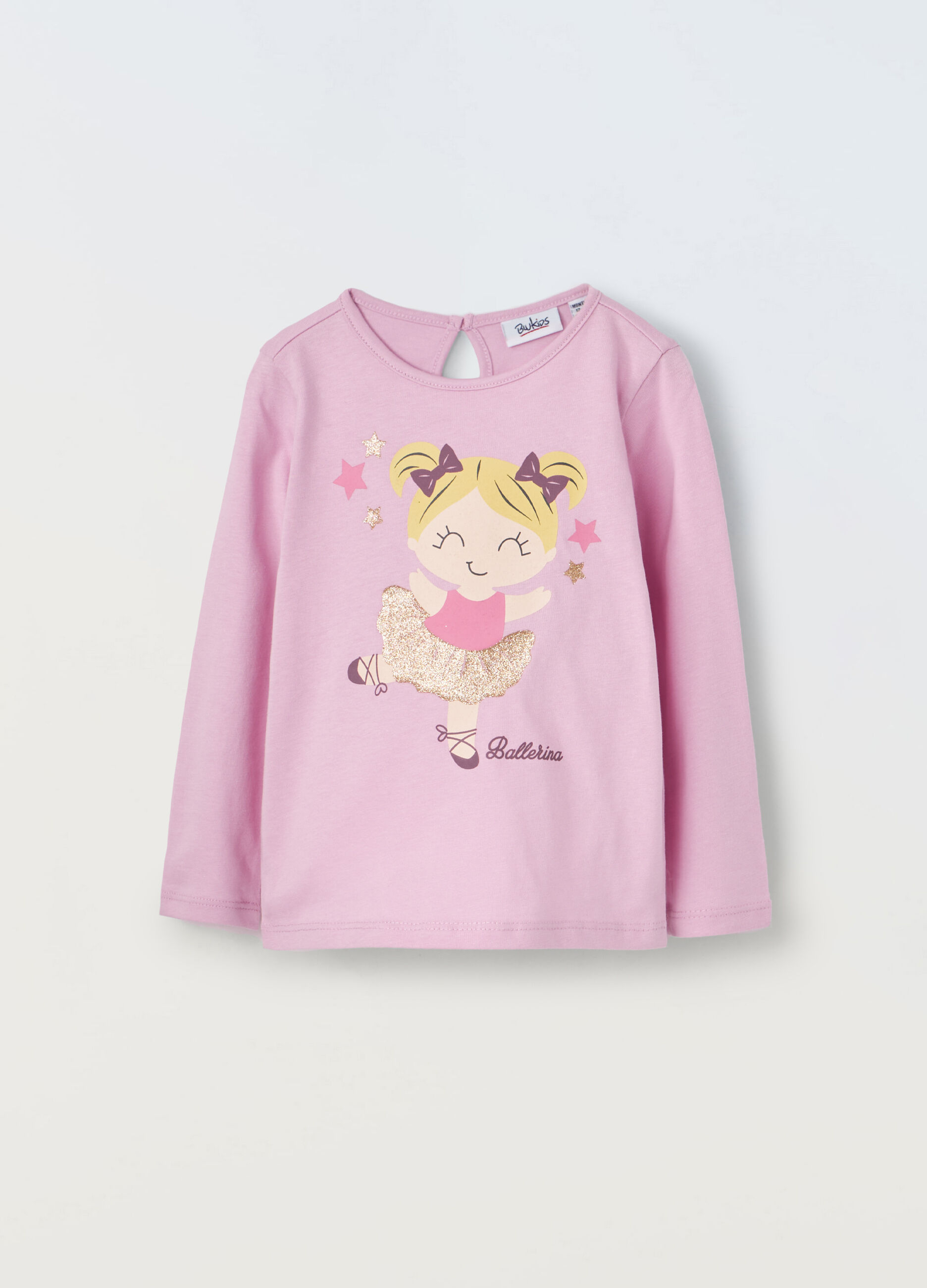 T-shirt a maniche lunghe in puro cotone neonata_0