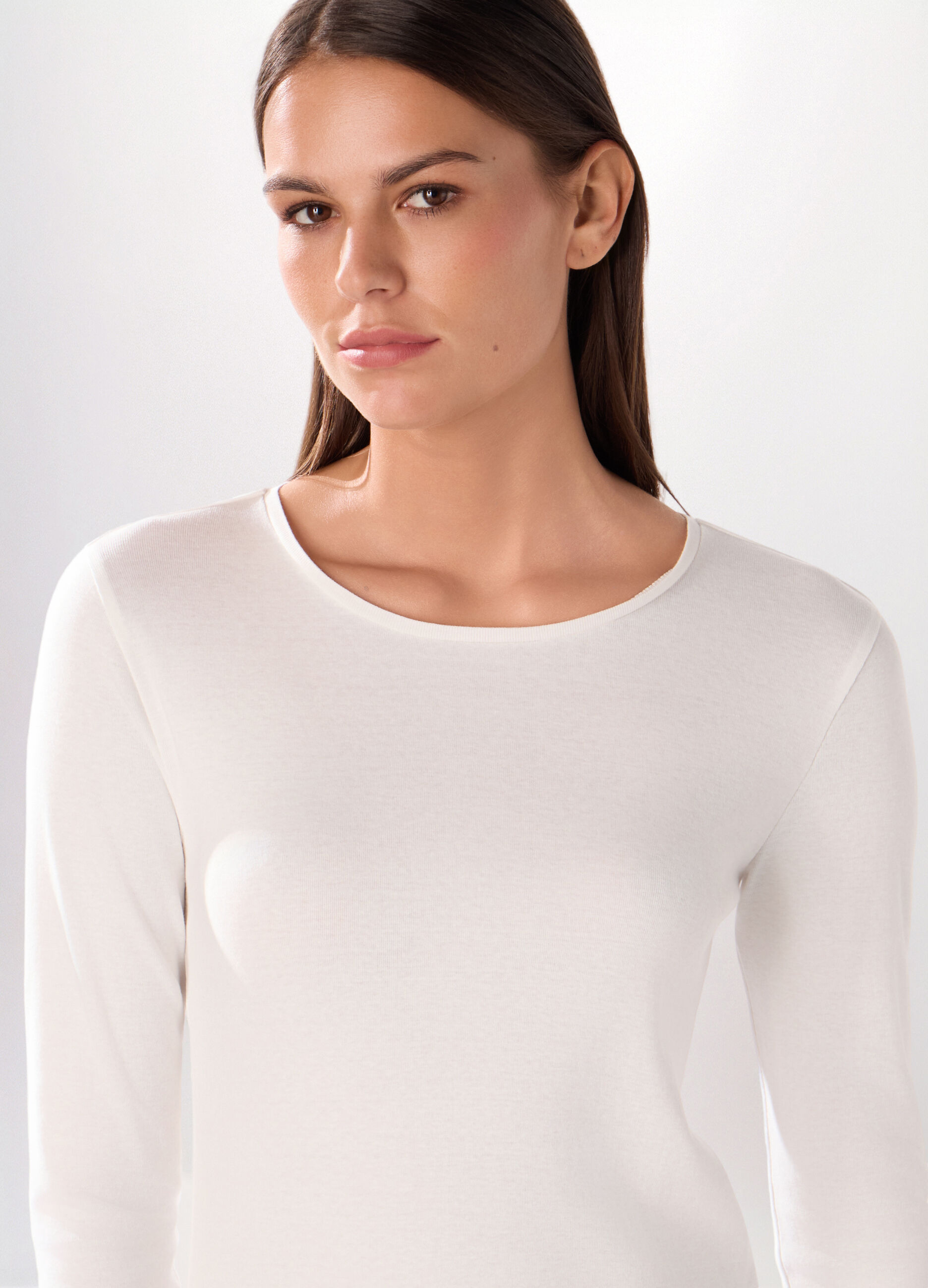 T-shirt in costina di puro cotone donna_2