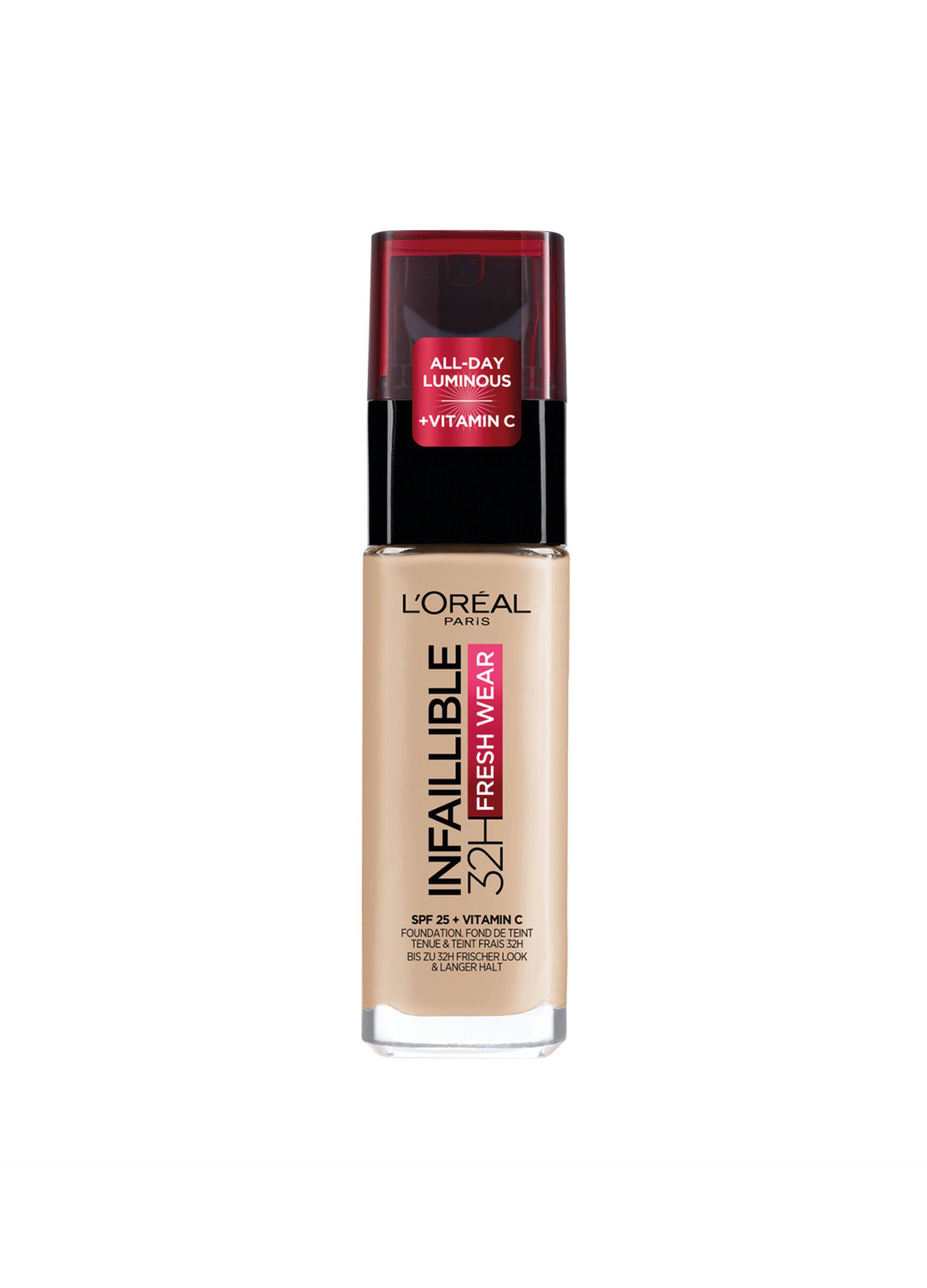 L'Oréal Paris Fondotinta Liquido Infaillible 32H, Coprente a Lunga Tenuta 32H, Formula Waterproof Idratante, 130 Beige Peau, 30ml.