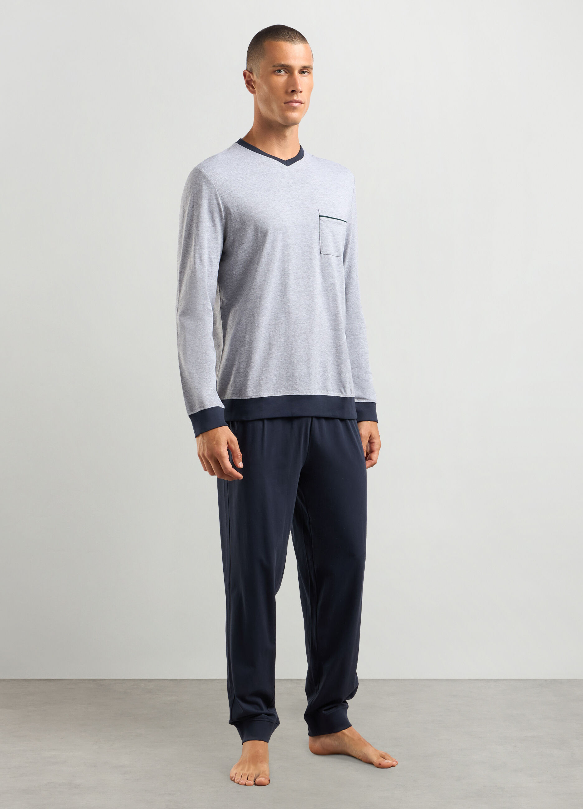 Set pigiama lungo in cotone uomo_0