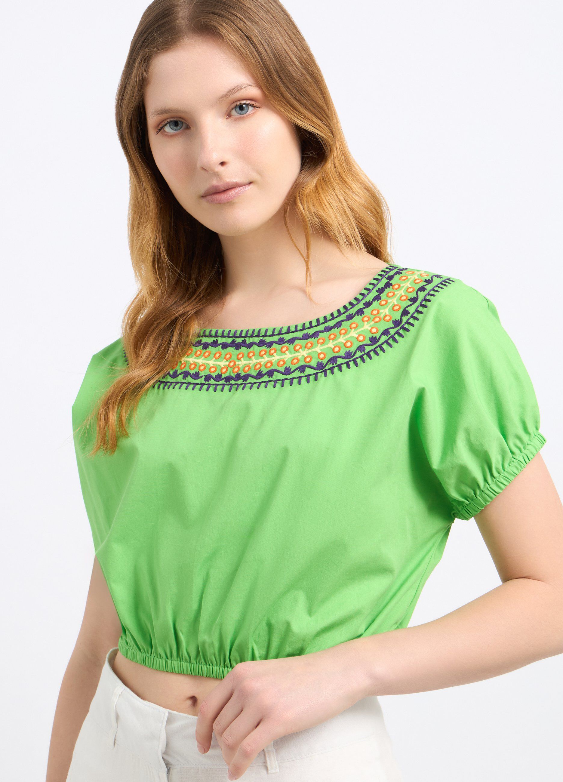 Blusa cropped in puro cotone donna_2