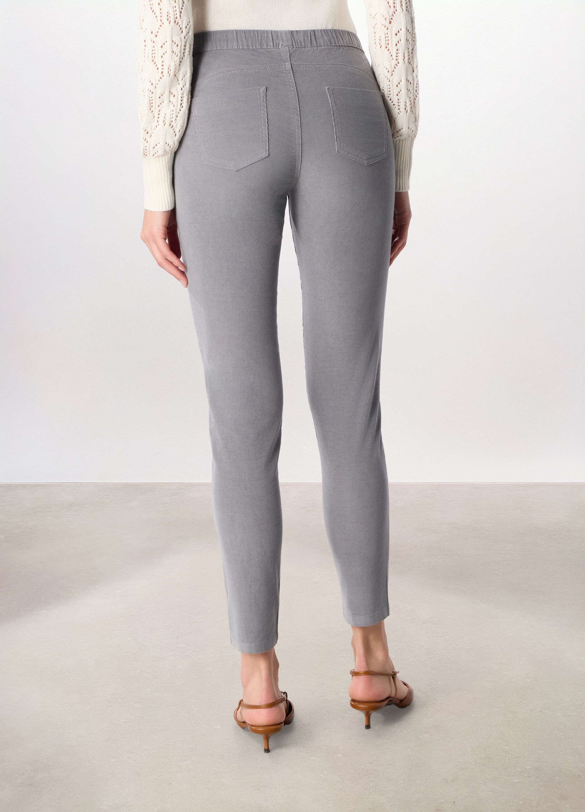 Treggings in velluto a coste di cotone stretch donna_1