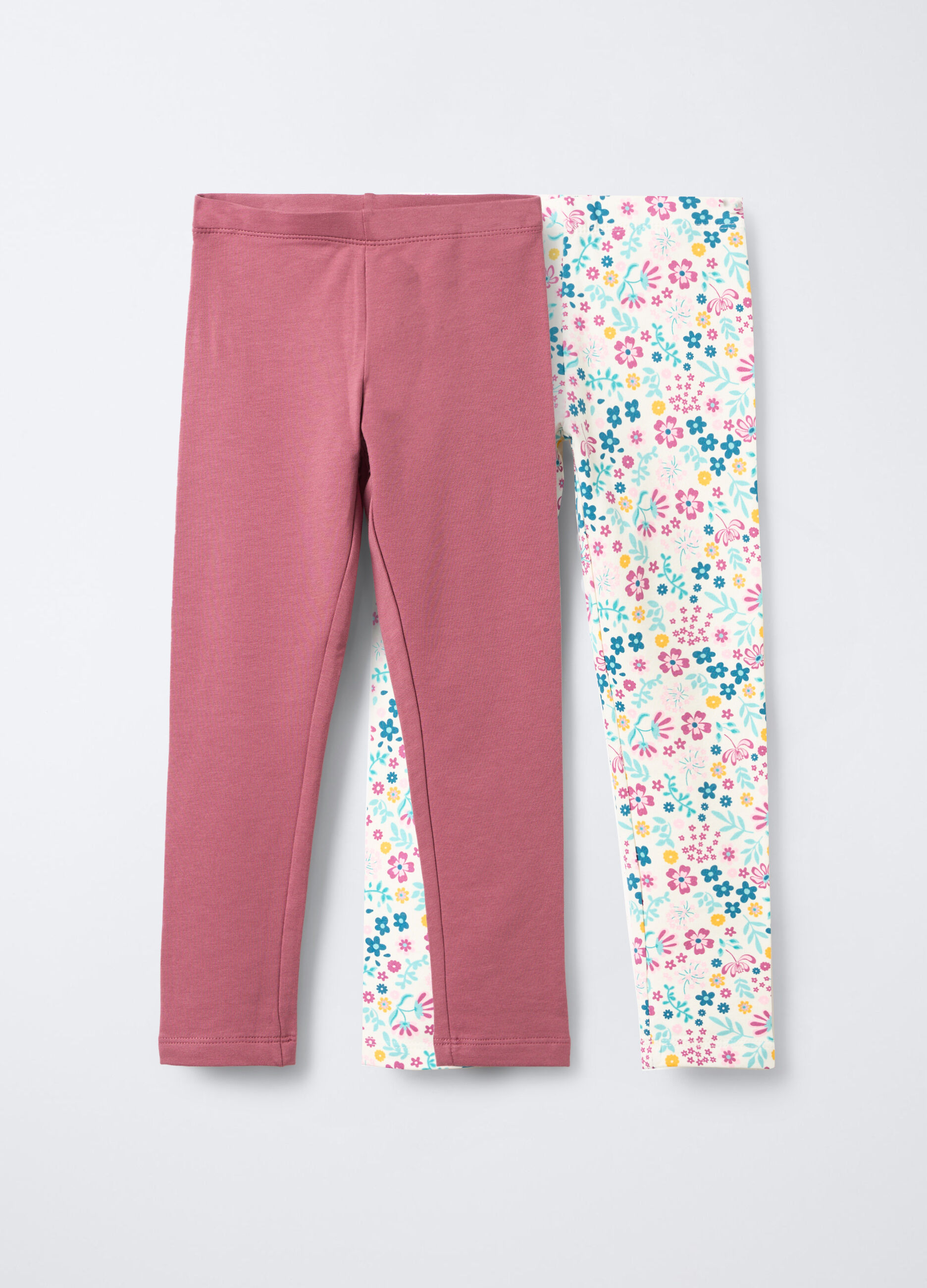 Pack 2 leggings in cotone garzato stretch Fit Regular bambina_0