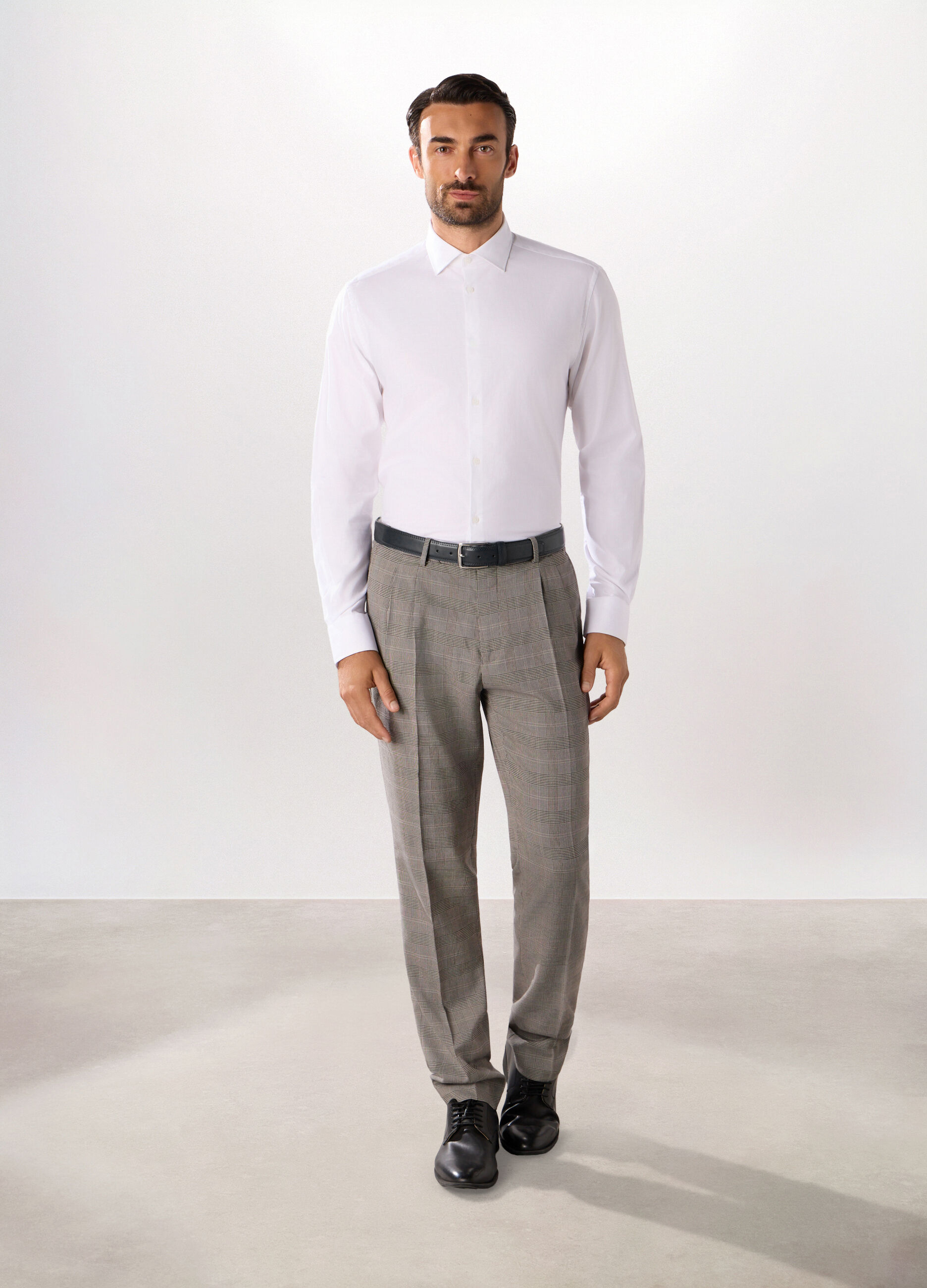 Pantalone regular in Principe di Galles misto lana uomo_0