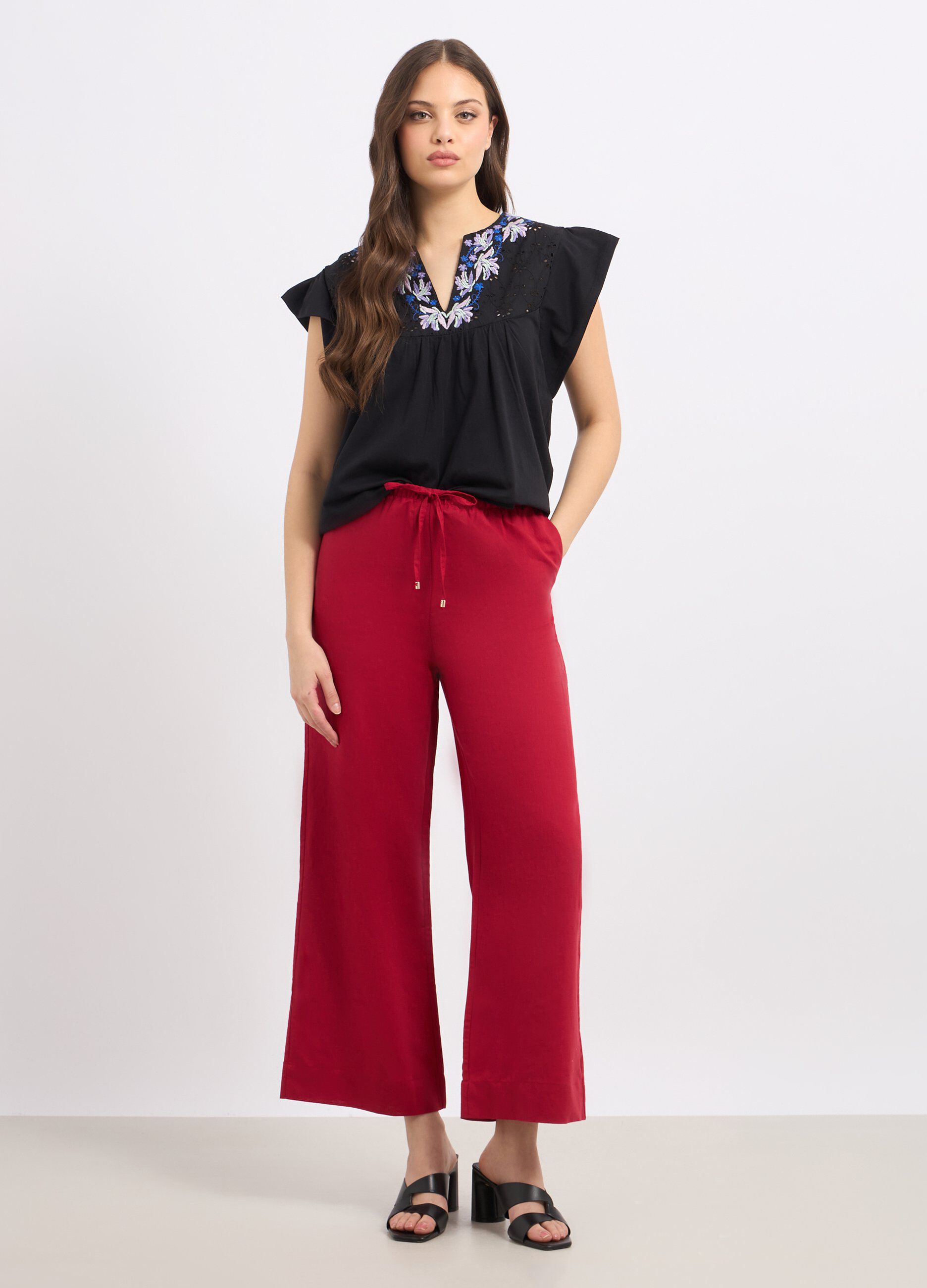 Pantaloni in misto lino donna_0
