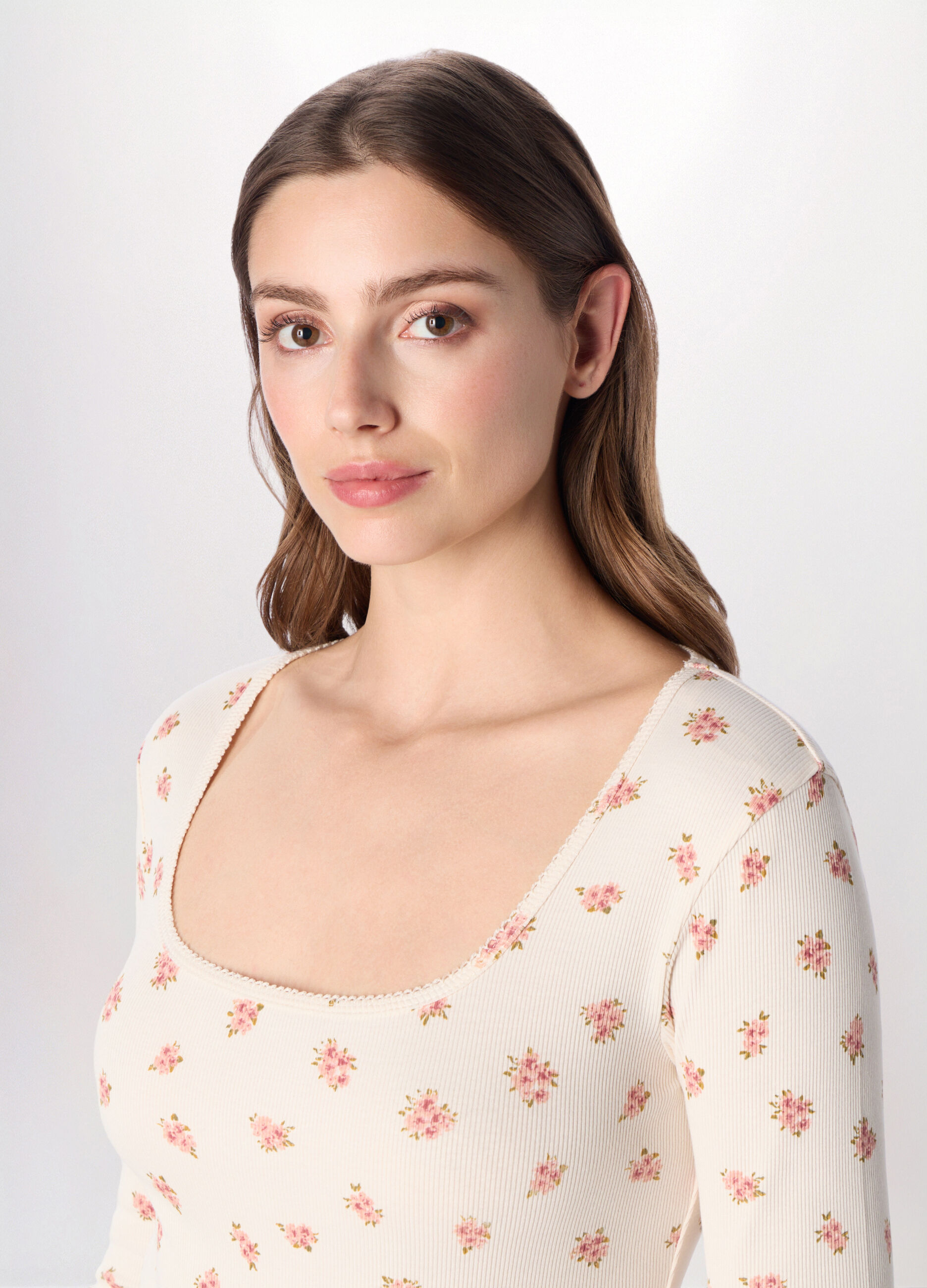 T-shirt in costina di cotone stretch donna_2