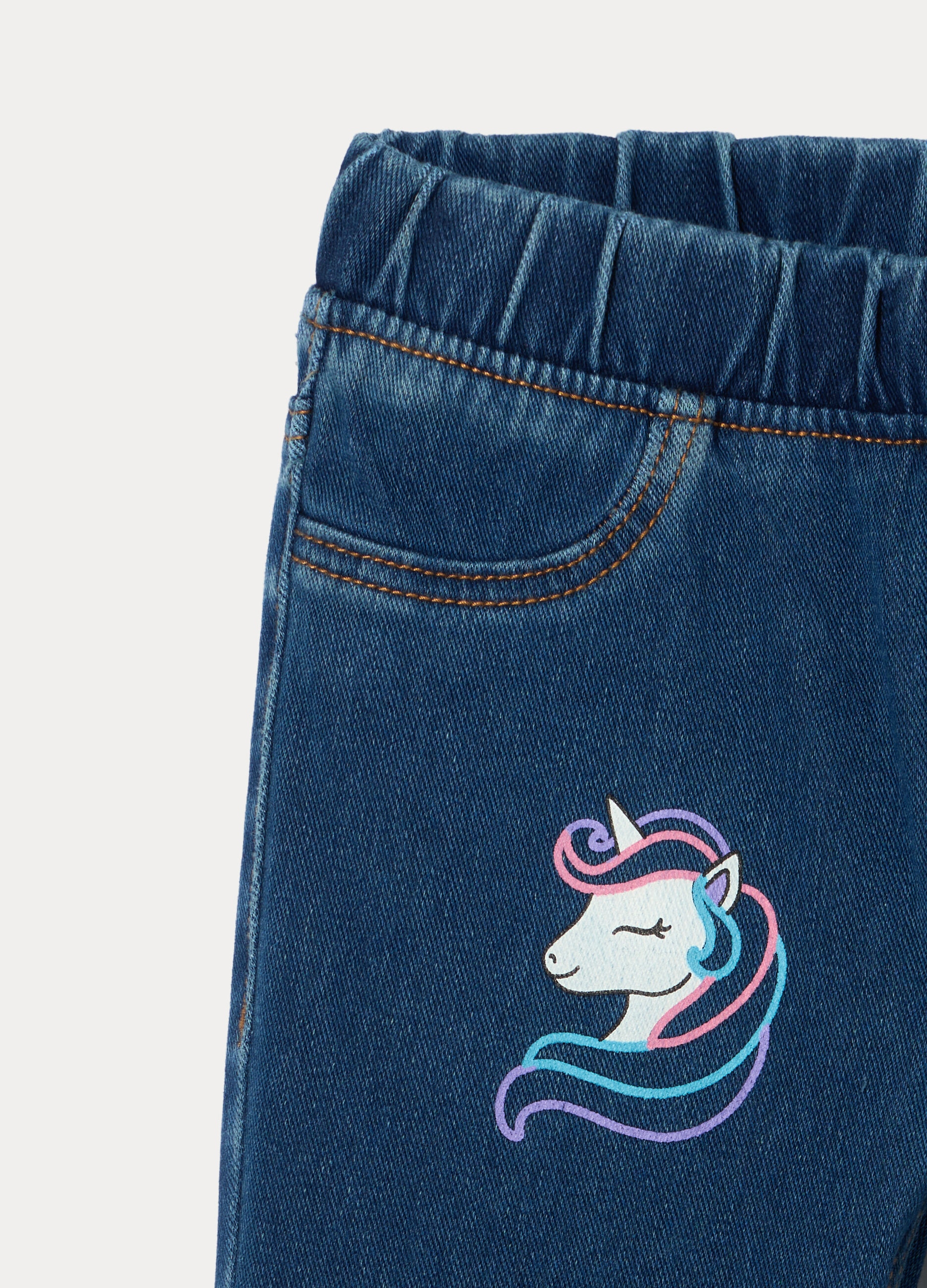 Jeggings flare fit in french terry denim misto cotone bambina_2