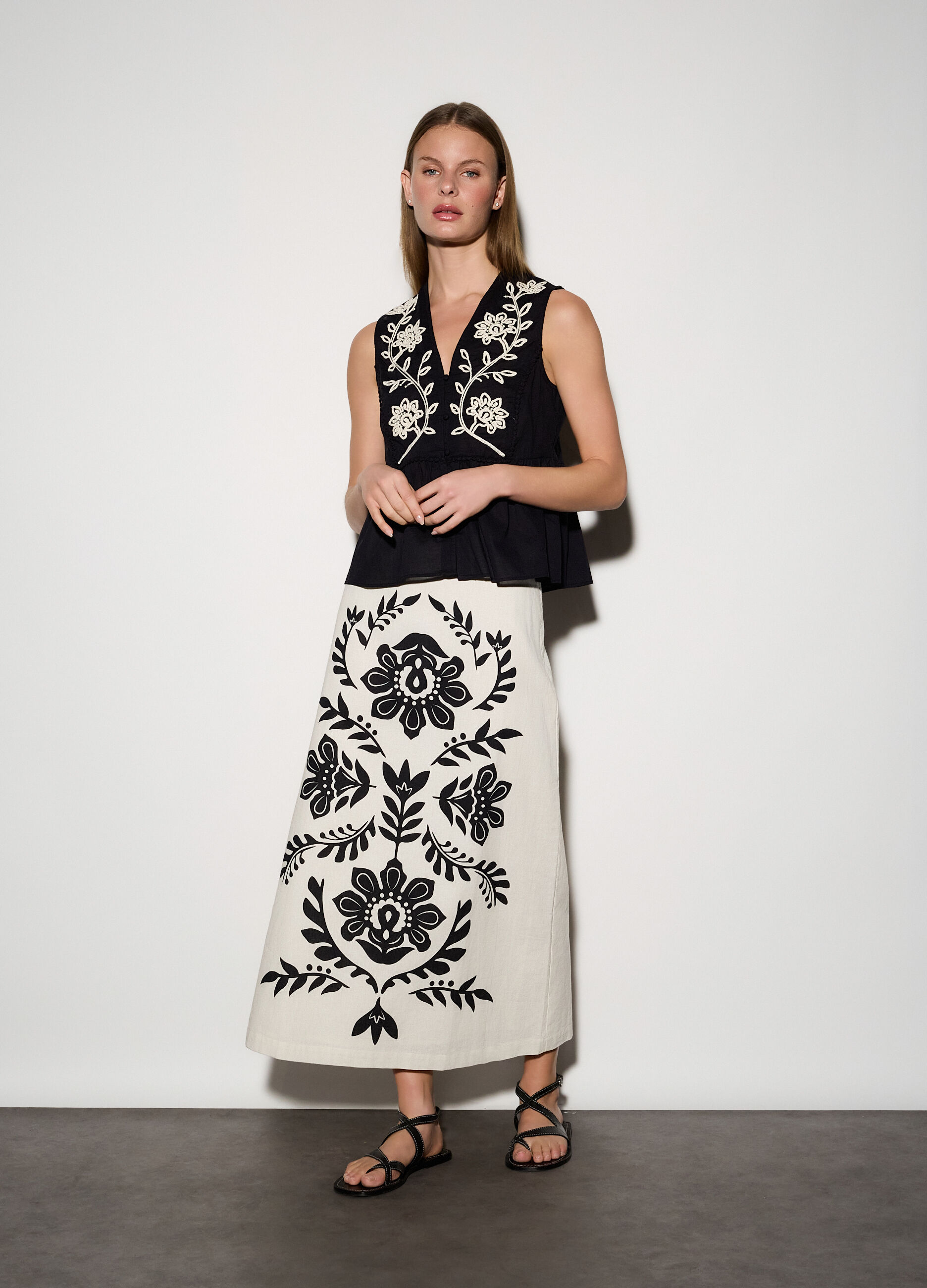 Gonna lunga misto lino donna