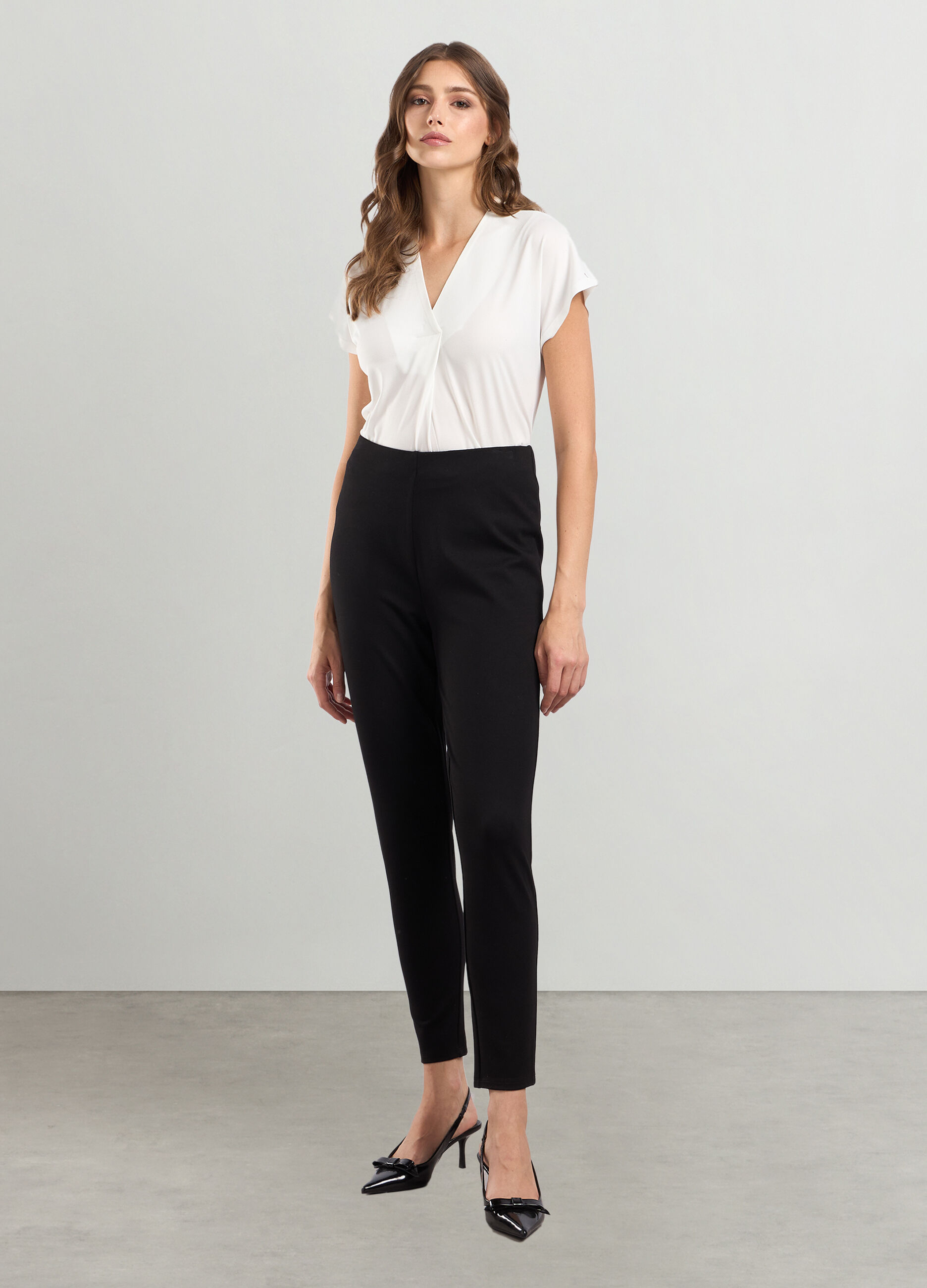 Leggings stretch in punto milano donna_0