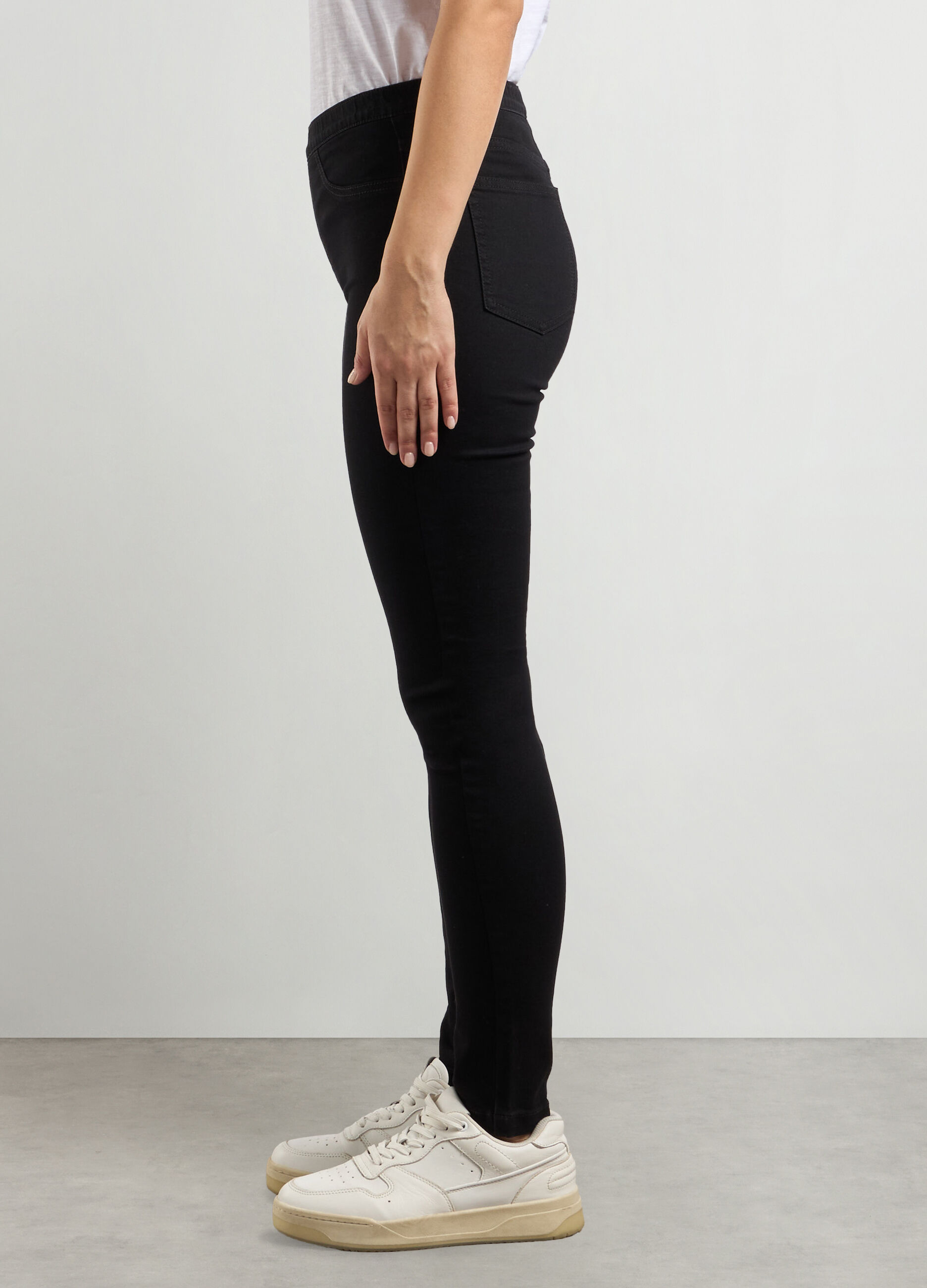 Jeggings in denim di misto cotone stretch donna_2